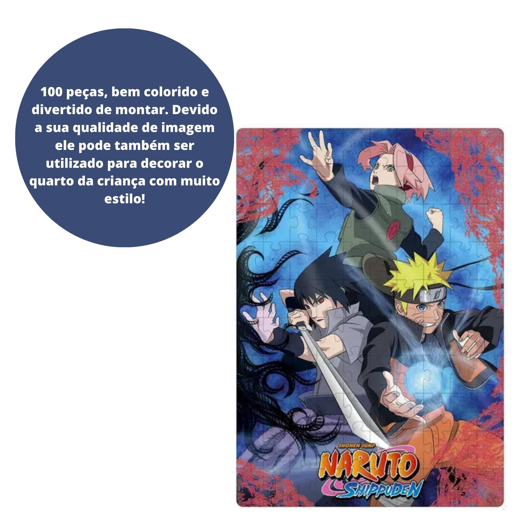 Brinquedo Quebra Cabeças Infantil Puzzle Play 100 Peças Naruto Shippuden Lente Magica Elka-1192