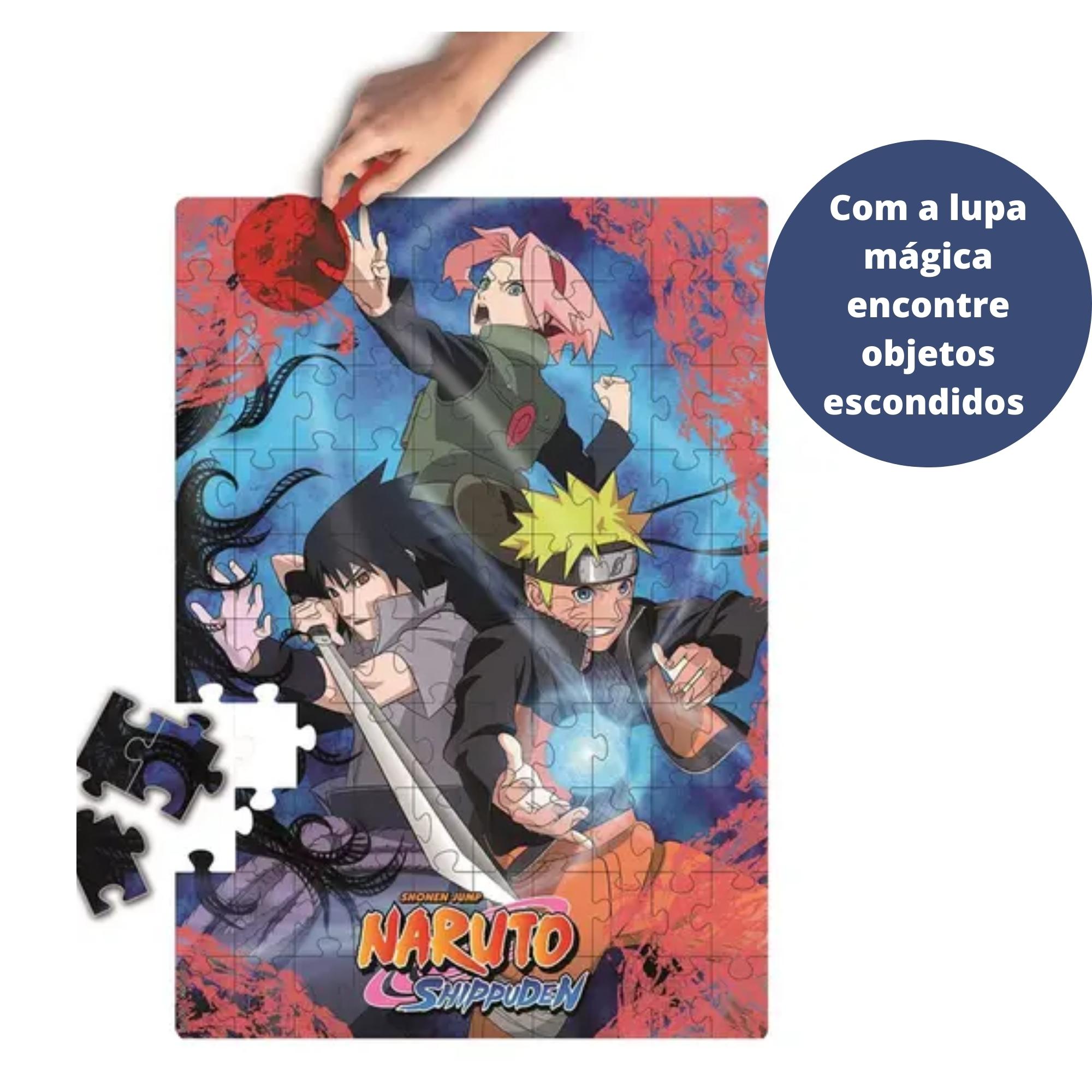 Brinquedo Quebra Cabeças Infantil Puzzle Play 100 Peças Naruto Shippuden Lente Magica Elka-1192