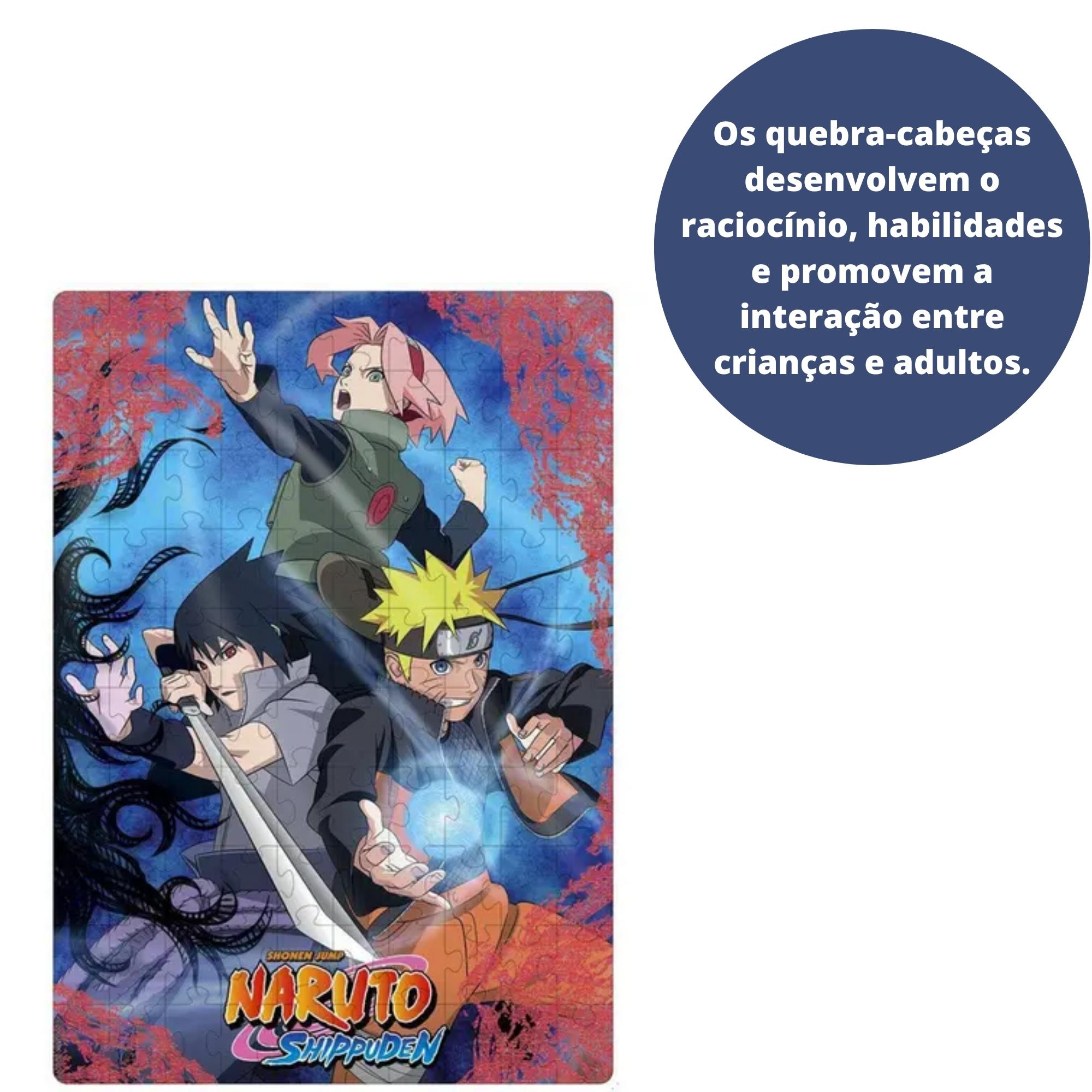 Brinquedo Quebra Cabeças Infantil Puzzle Play 100 Peças Naruto Shippuden Lente Magica Elka-1192