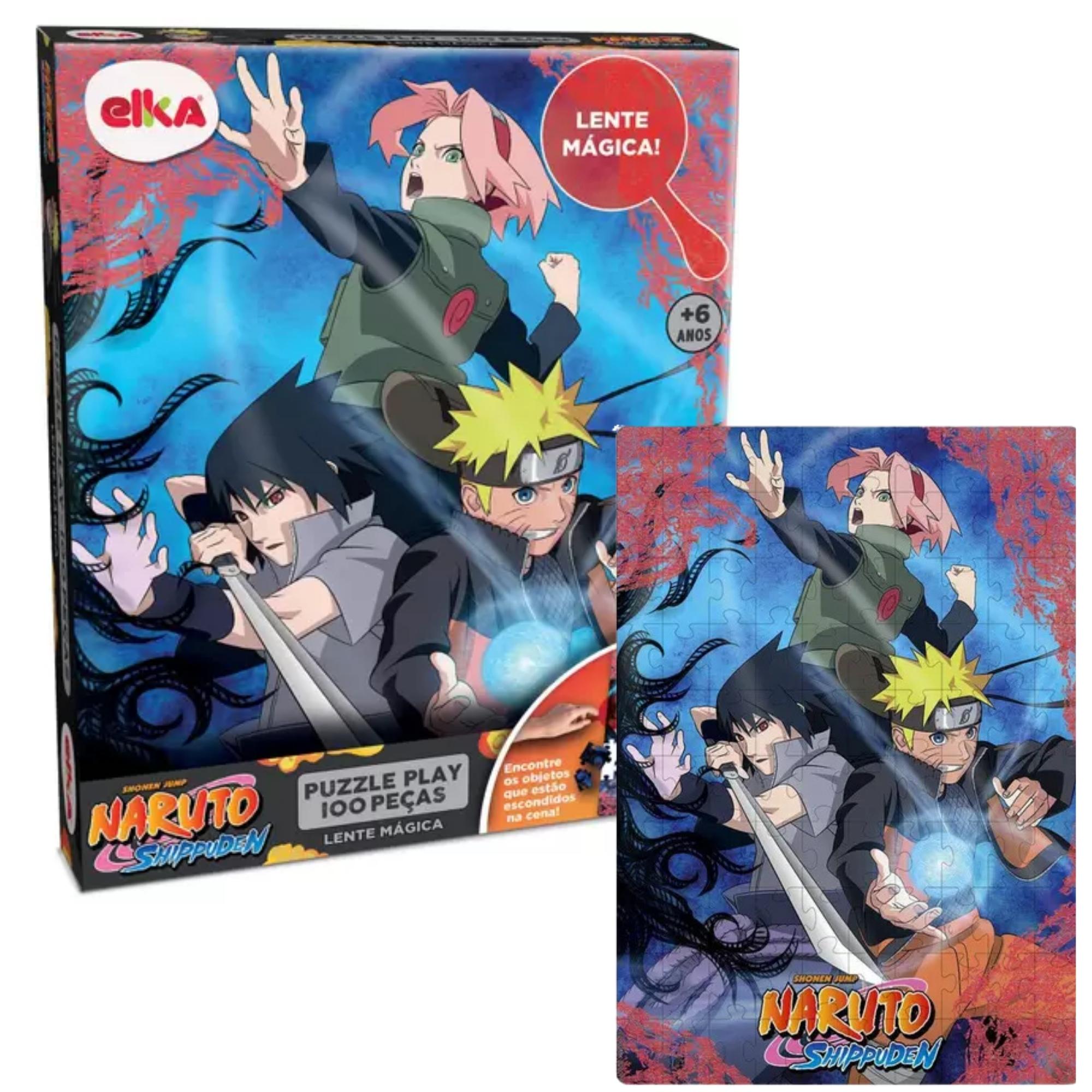 Brinquedo Quebra Cabeças Infantil Puzzle Play 100 Peças Naruto Shippuden Lente Magica Elka-1192