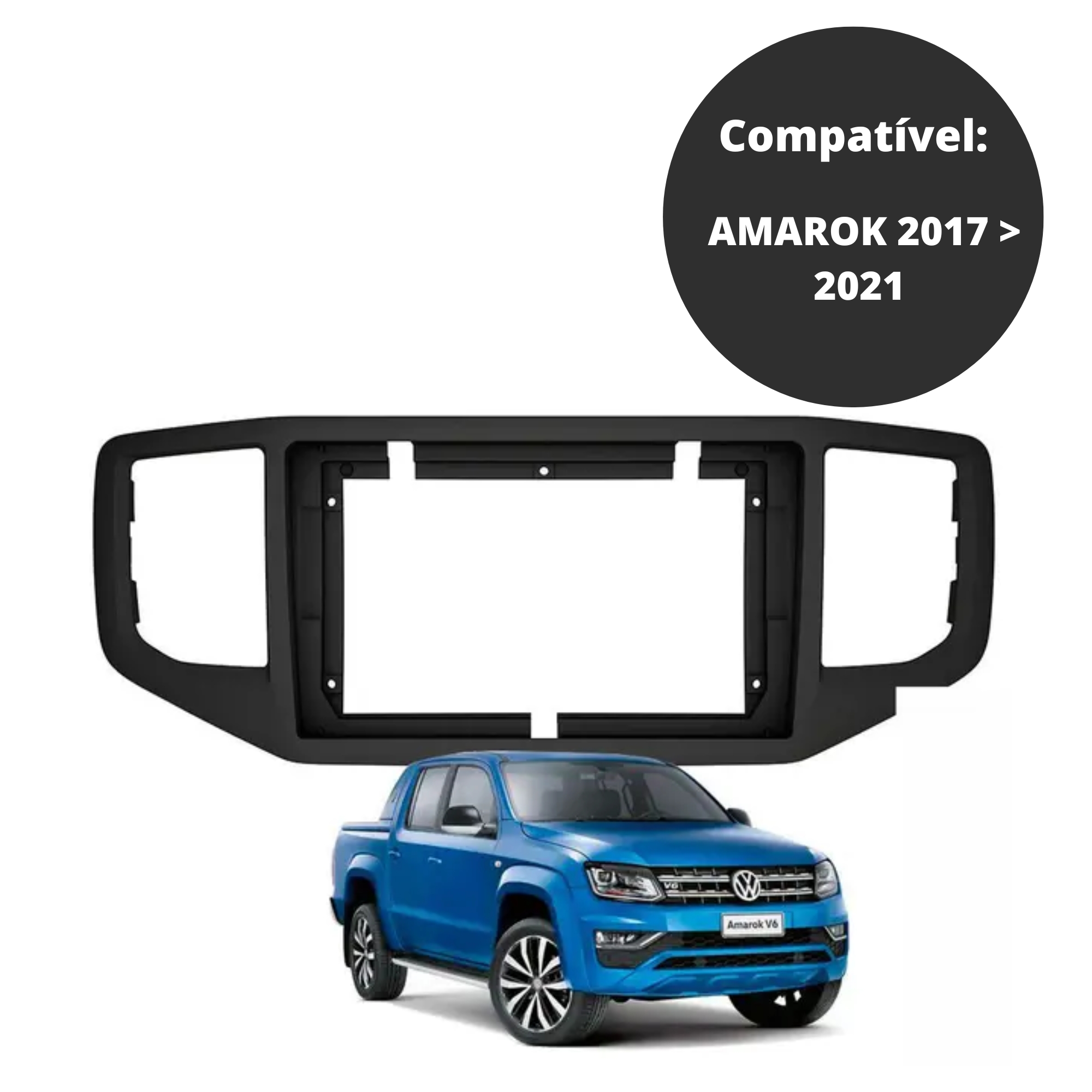 Moldura 9 Polegadas Amarok 2017 2018 2019 2020 2021 Preto Fosco Expex - EPX9VW003