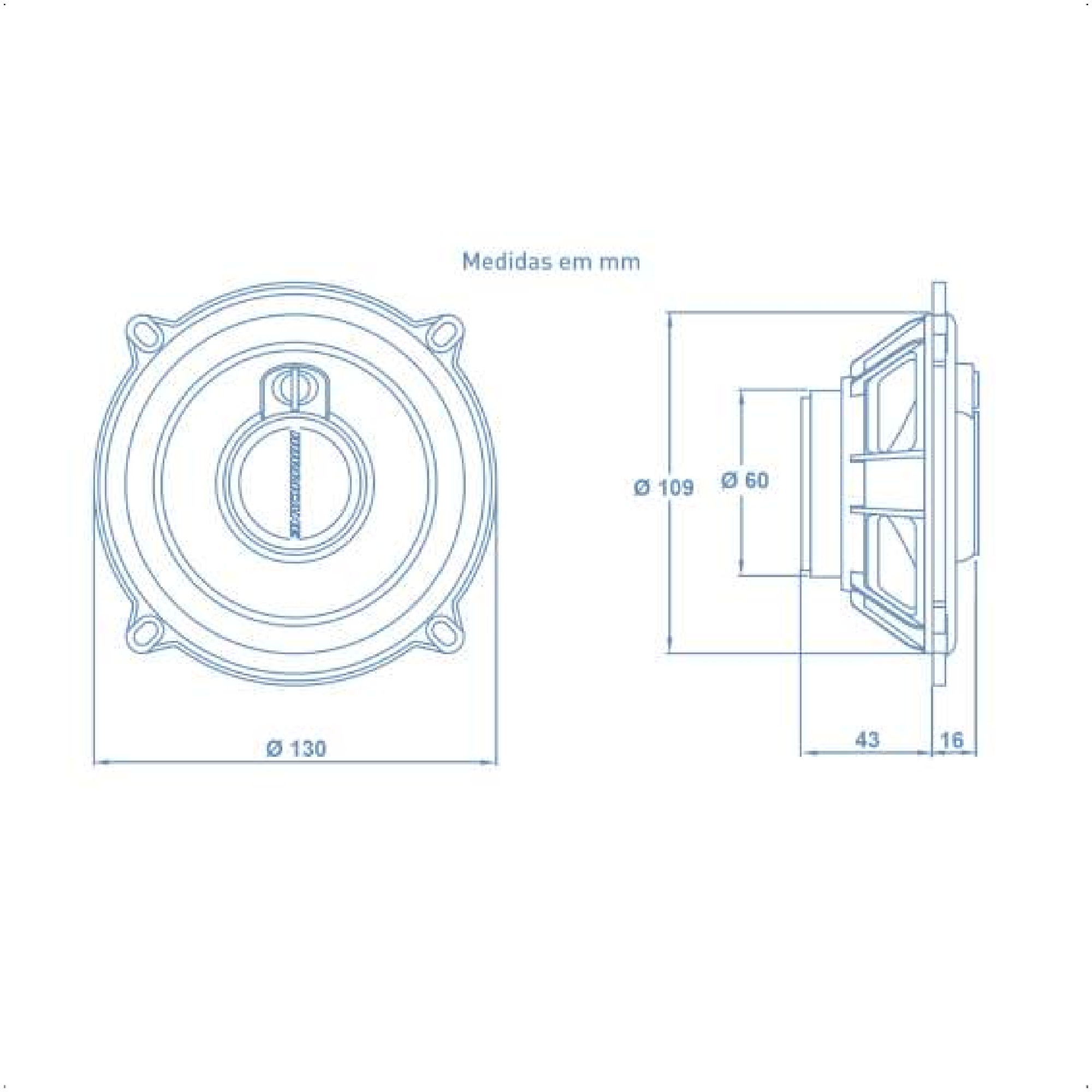 Par de Alto Falantes p/ Carro Triaxial Universal 5" 100W RMS 4 Ohms Azul Hurricane - AF10000191