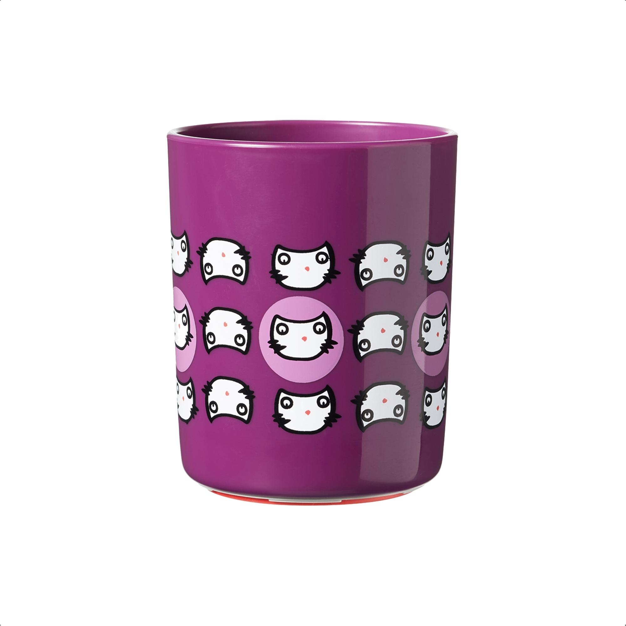 Copo Infantil Anti-queda No Knock 190 ML Difícil de Derrubar Roxo Gatinhos - Multikids