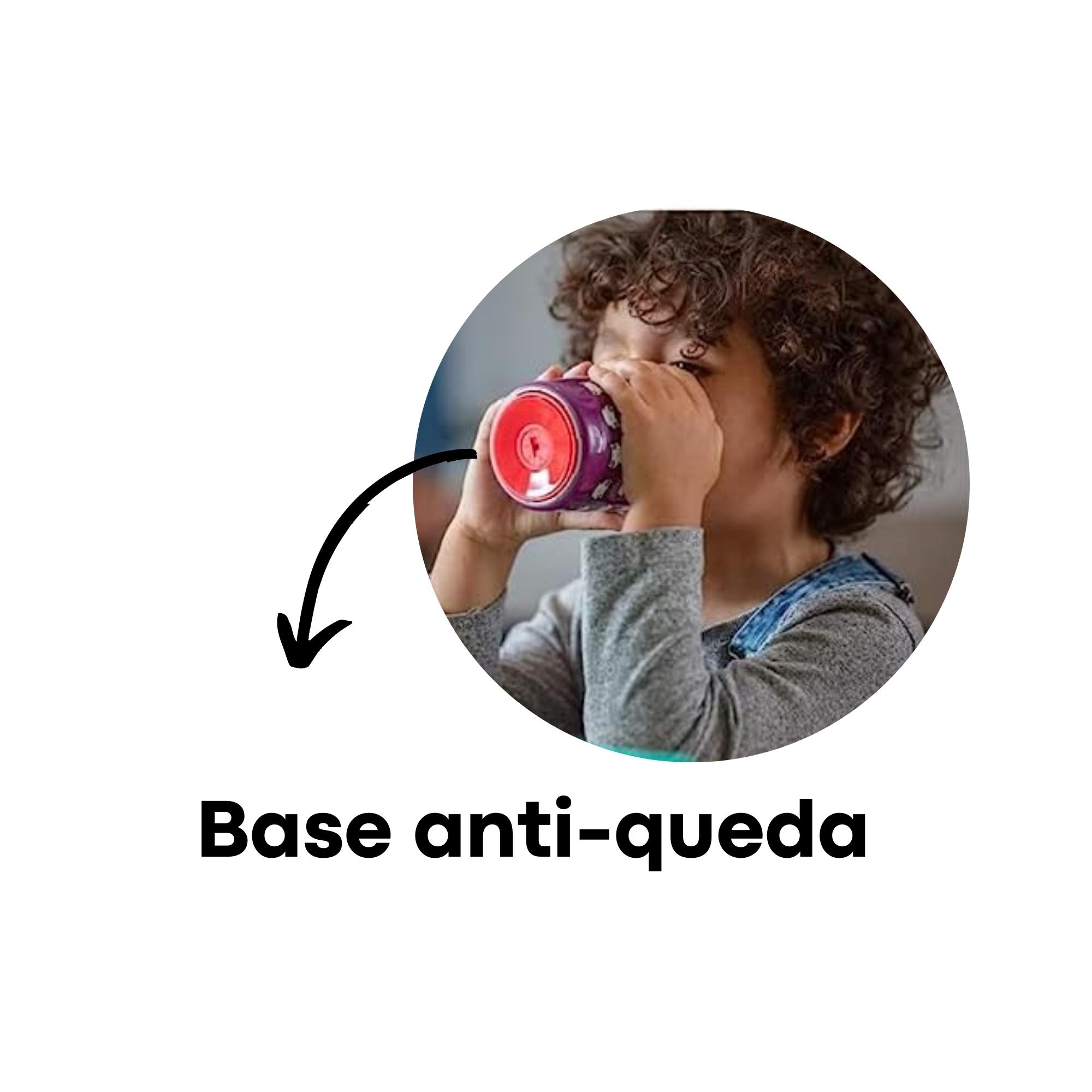 Copo Infantil Anti-queda No Knock 190 ML Difícil de Derrubar Roxo Gatinhos - Multikids
