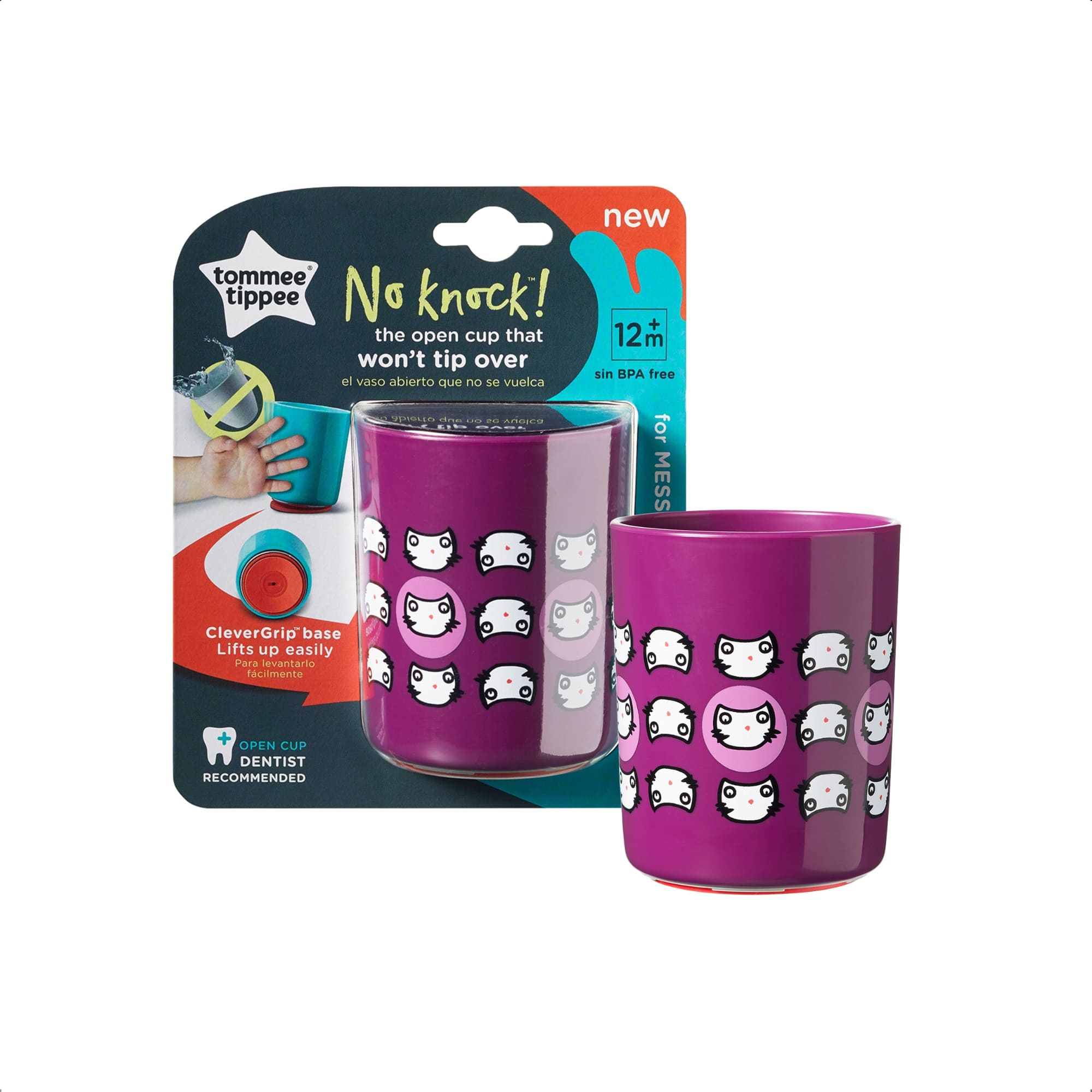 Copo Infantil Anti-queda No Knock 190 ML Difícil de Derrubar Roxo Gatinhos - Multikids