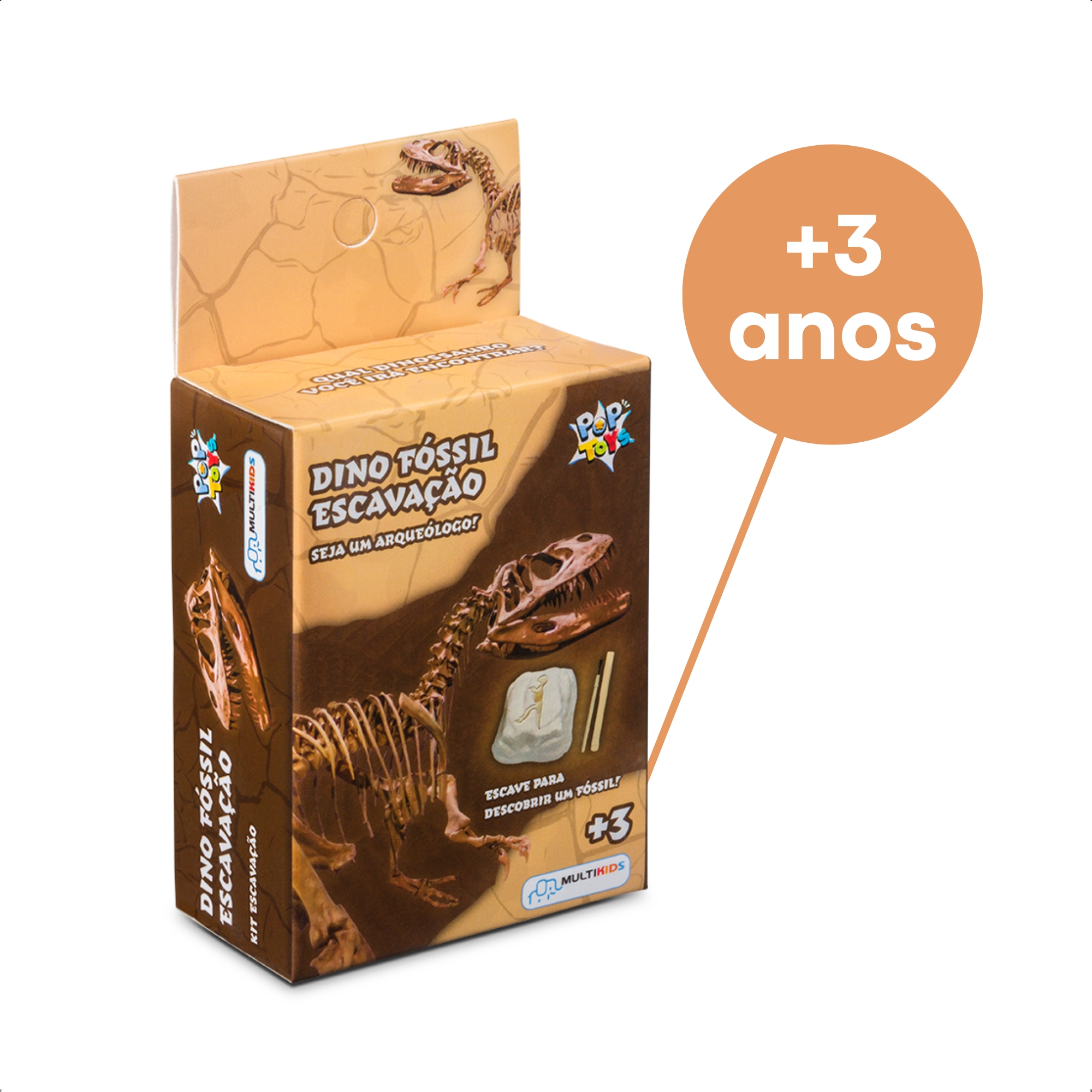 Brinquedo Sortido Escavação Dinossauro Fóssil Jurassic Fun Kit Escavação - BR1447 Multikids