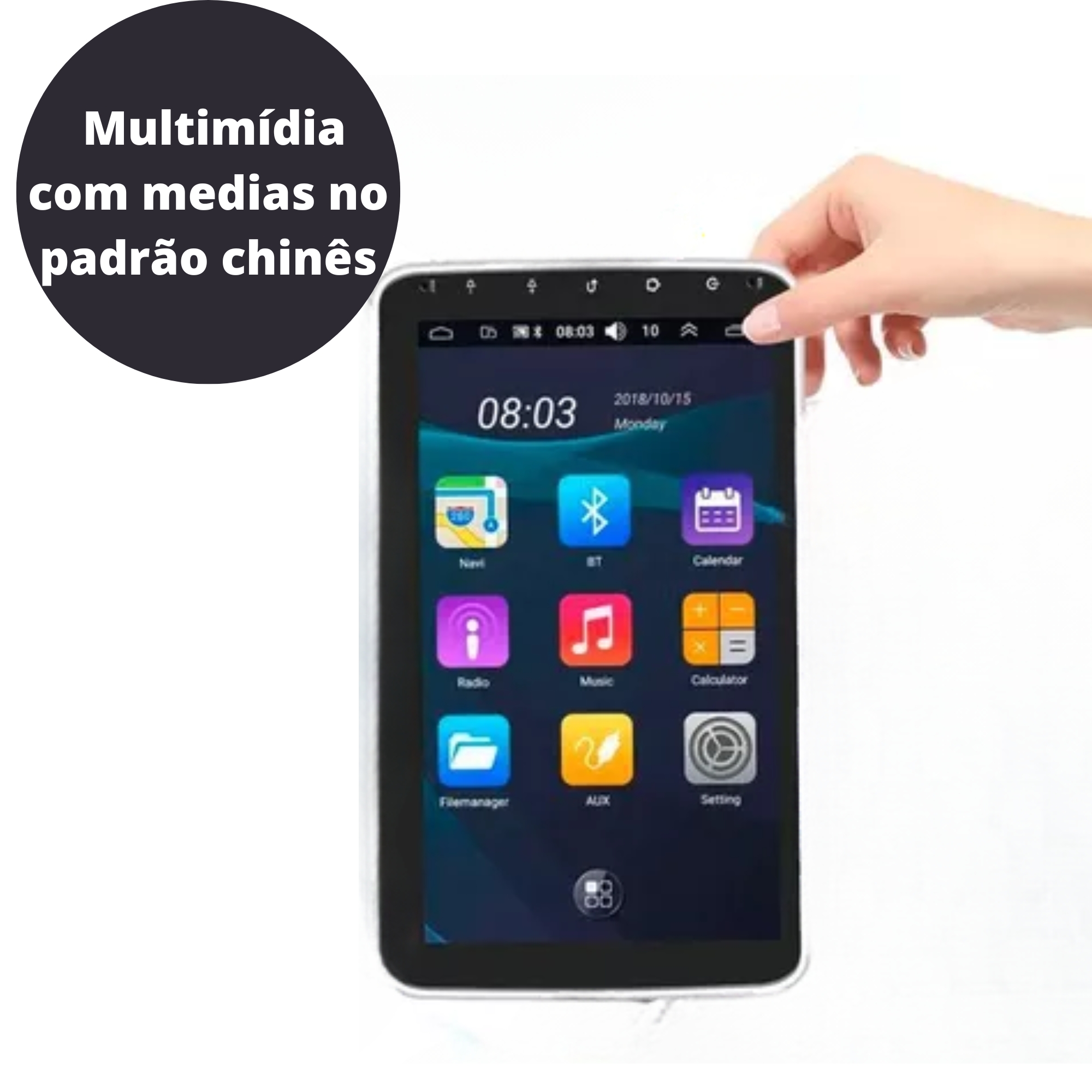 Multimidia Tela 10 Tela Rotativa 1 DIN Flutuante Android 12 H-Tech - HT-9300CA