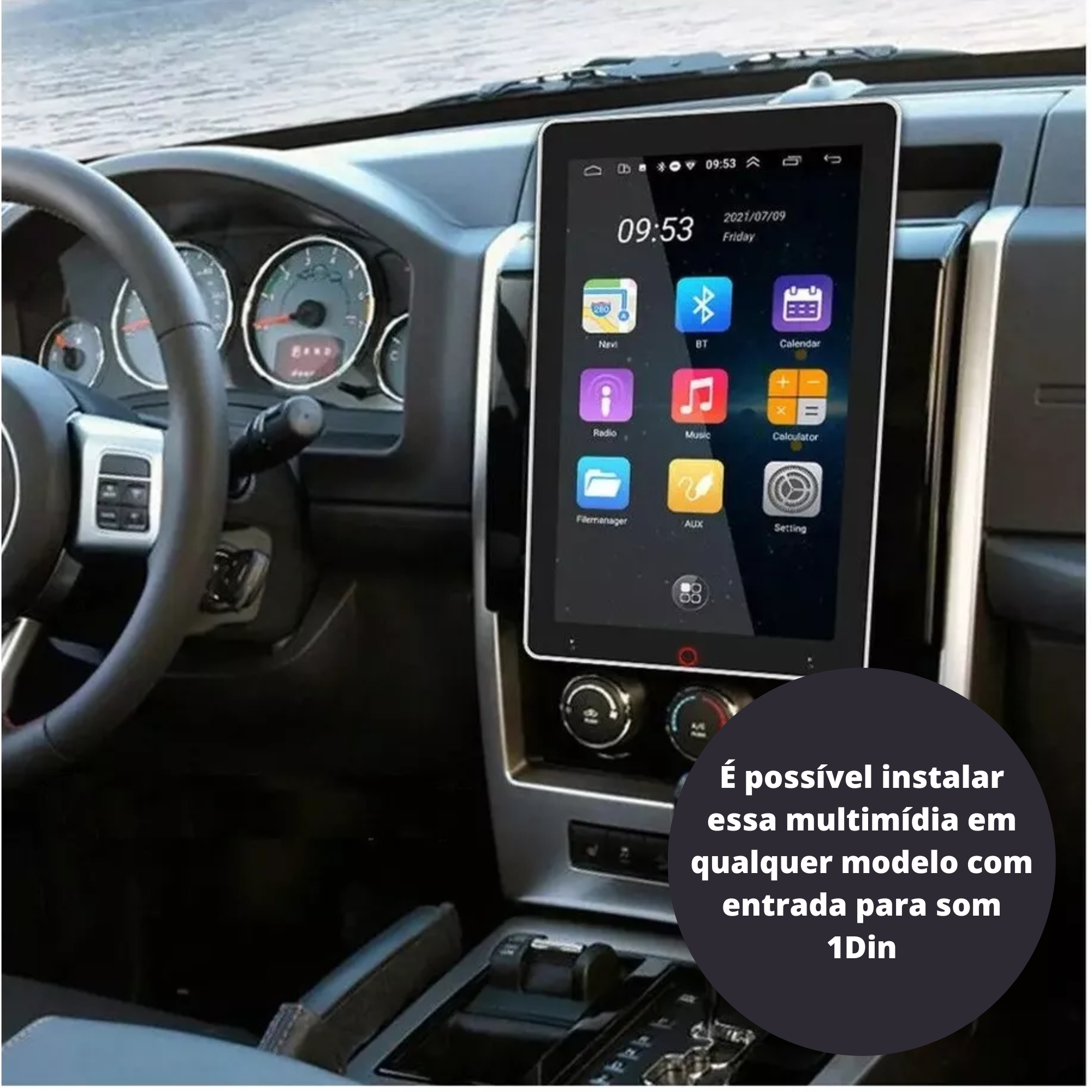 Multimidia Tela 10 Tela Rotativa 1 DIN Flutuante Android 12 H-Tech - HT-9300CA