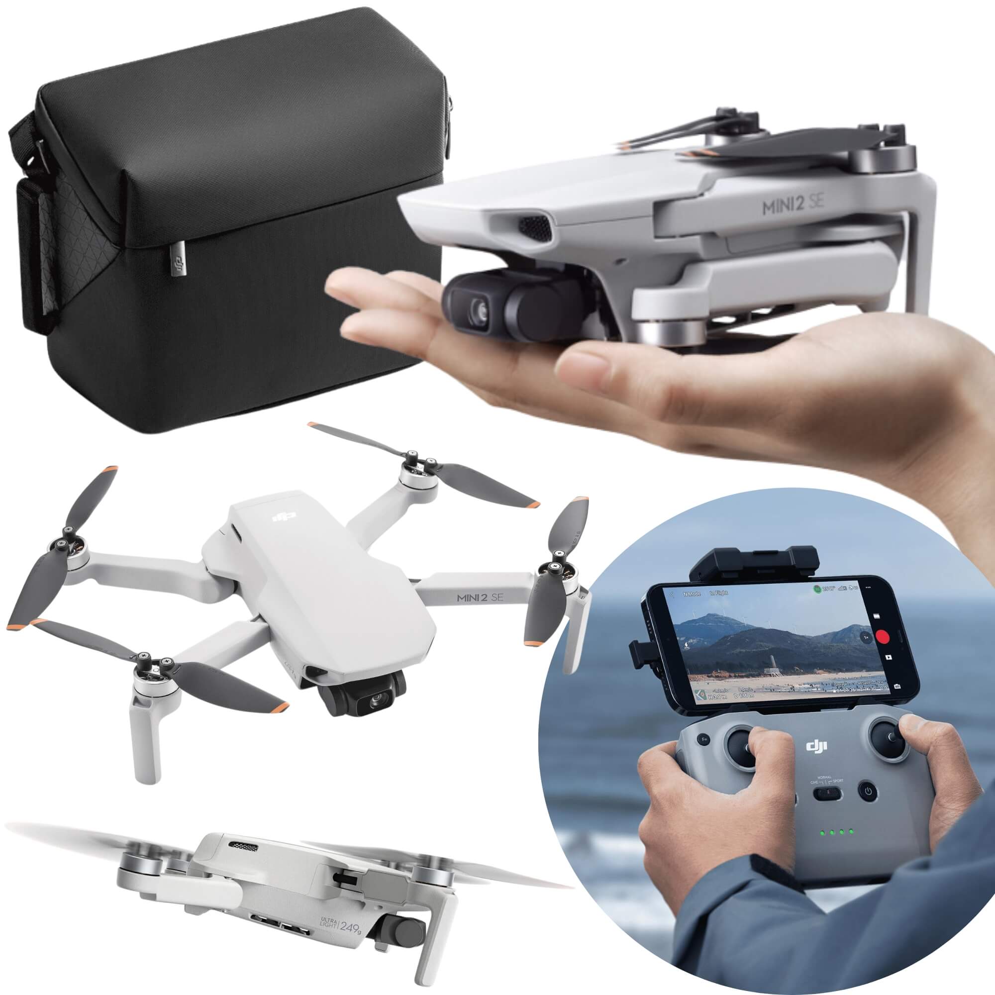 Drone DJI Mini 2 SE Single Cinza Fly Combo RC-N1 até 31 Min de Voo Vídeos em HD - DJI DJI026