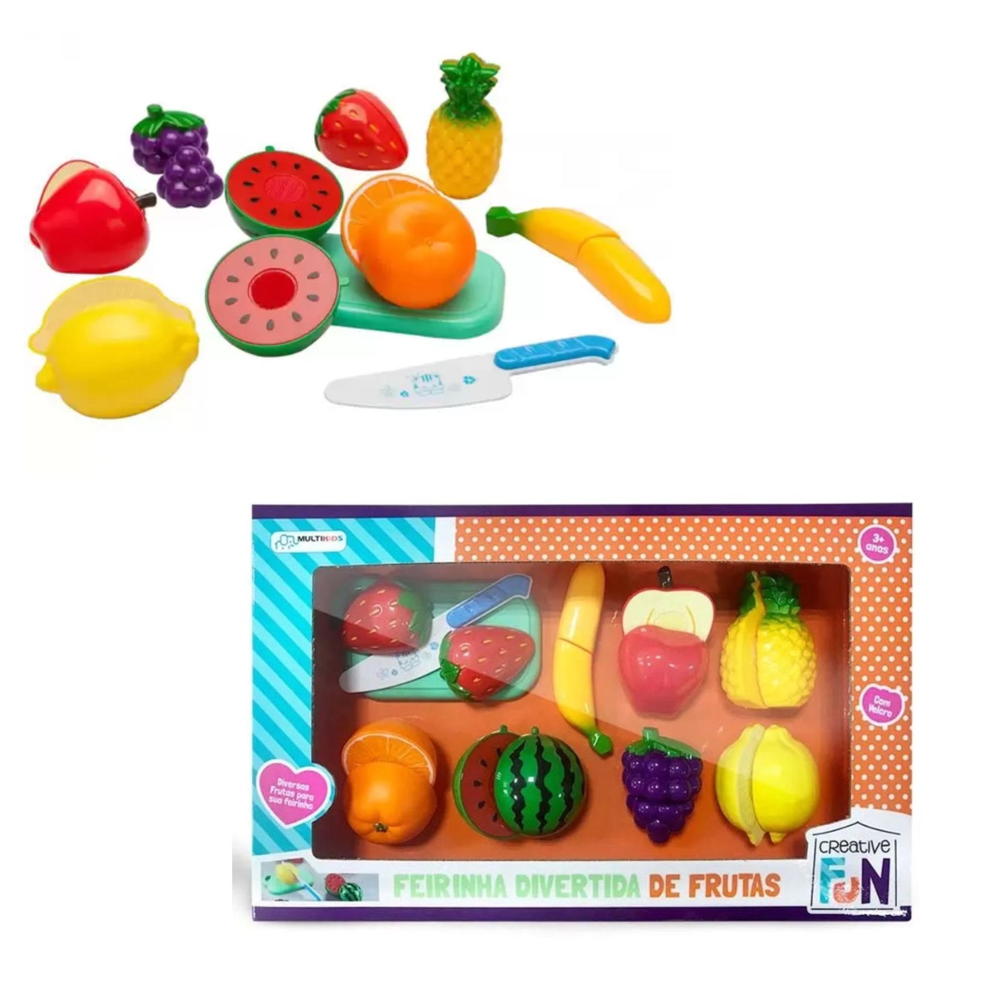 Kit Brinquedo Creative Fun Caixa Registradora Mini Shopping Rosa e Creative Fun Mini Feirinha Divertida -Multikids