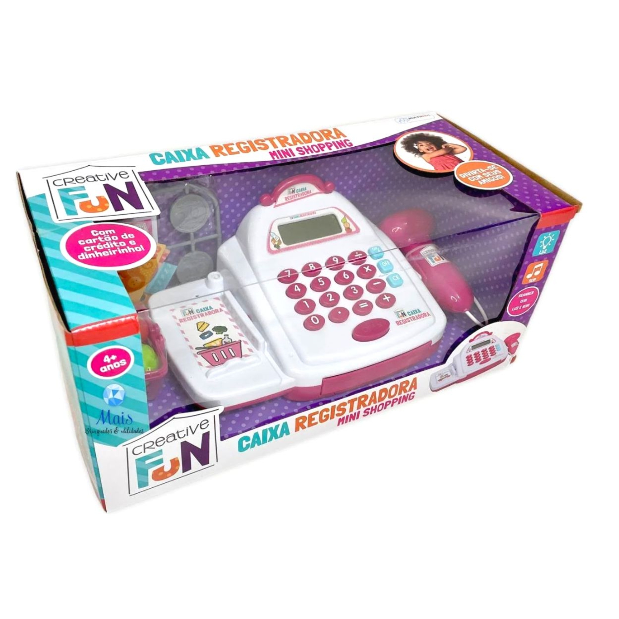 Kit Brinquedo Creative Fun Caixa Registradora Mini Shopping Rosa e Creative Fun Mini Feirinha Divertida -Multikids