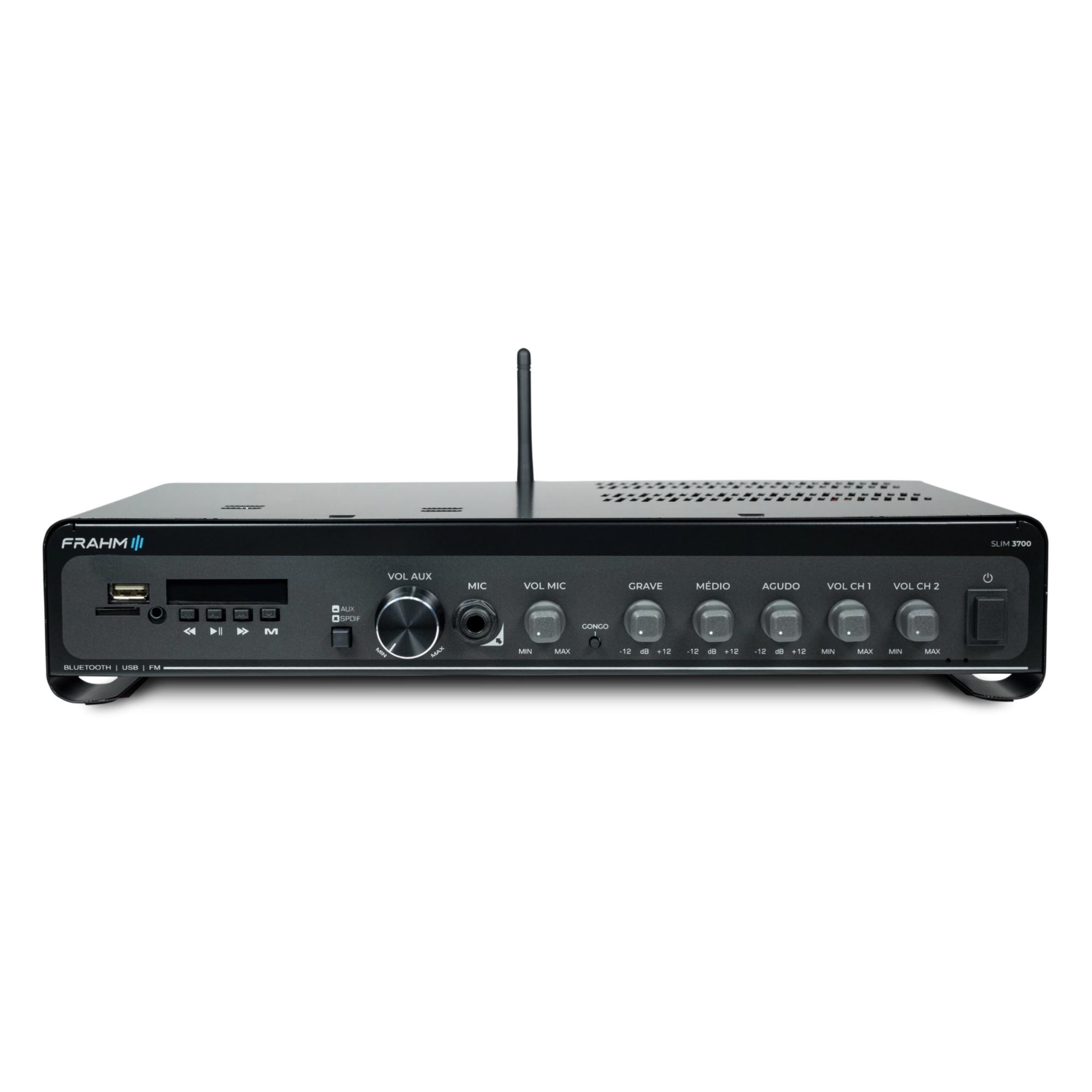 Amplificador Slim 3700 Optical G5 Som Ambiente Potência 240W RMS Bivolt Mono Classe D Frahm - 32112