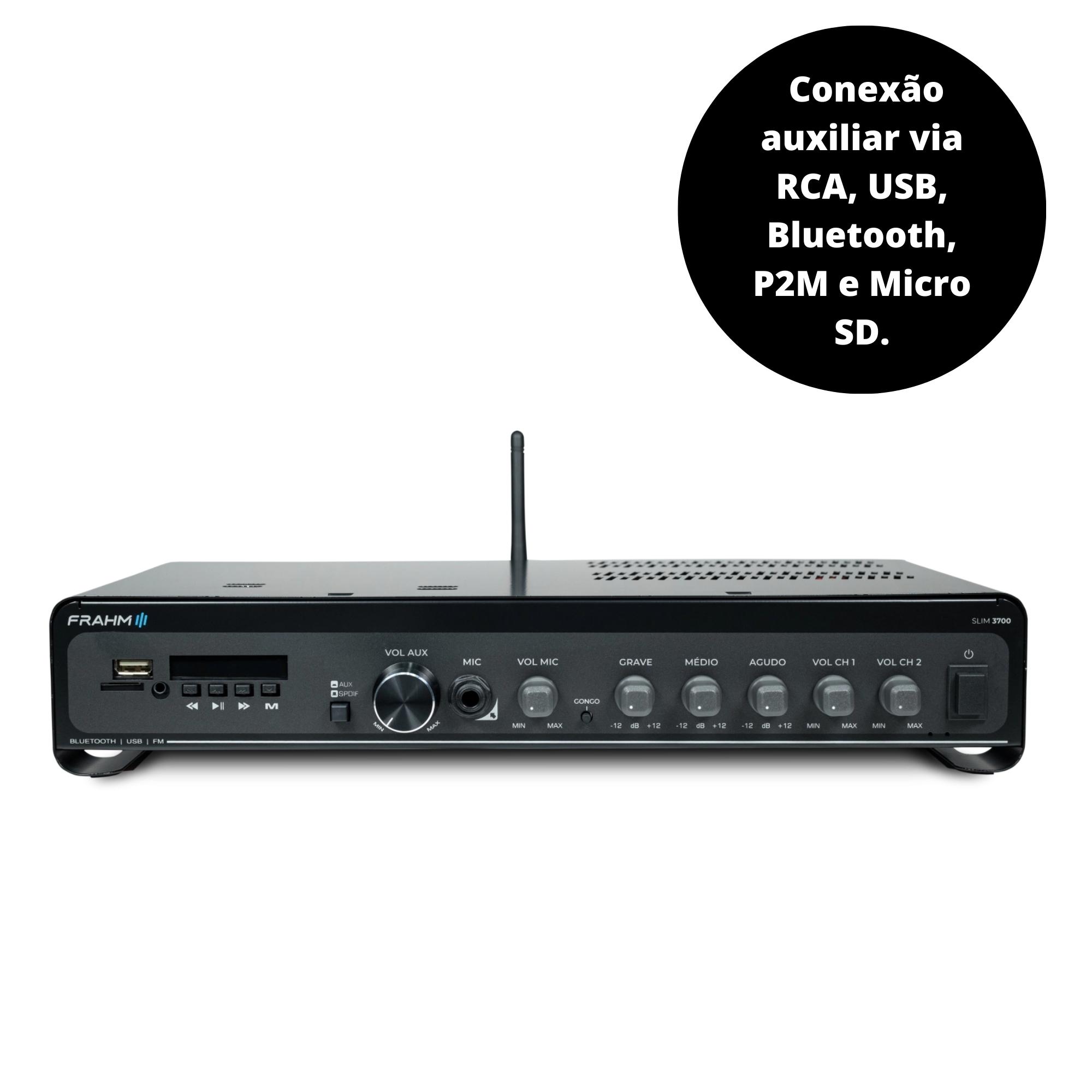 Amplificador Slim 3700 Optical G5 Som Ambiente Potência 240W RMS Bivolt Mono Classe D Frahm - 32112