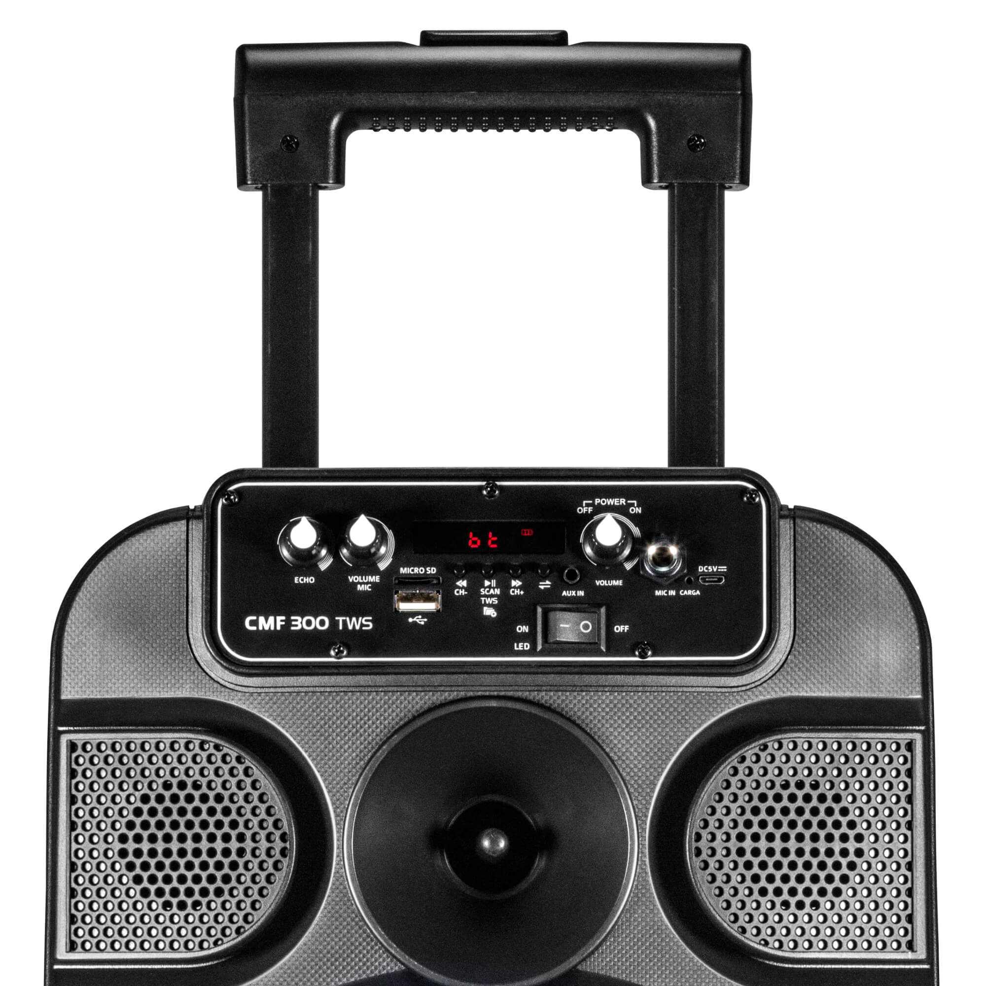Caixa de Som Ativa Multiuso 300W RMS Bluetooth Show de luzes até 8h FM Frahm - CMF 300 TWS