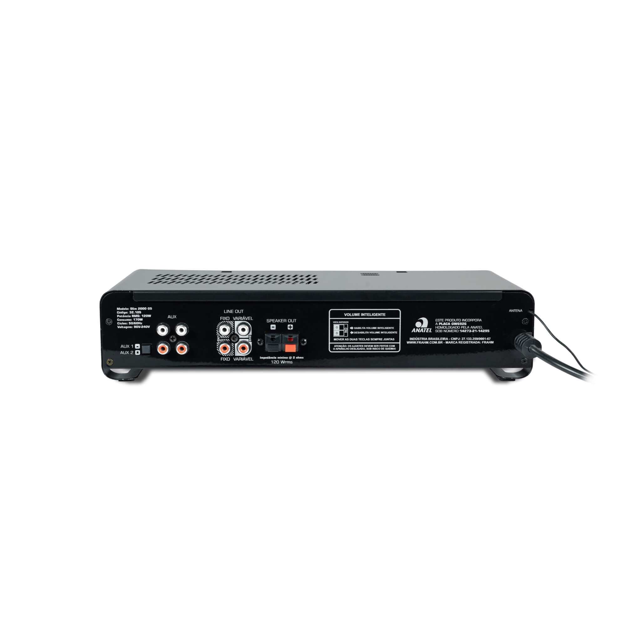 Amplificador Receiver Som Ambiente Slim 2000 G5 120W RMS RCA USB P2 e Micro SD Frahm 32105