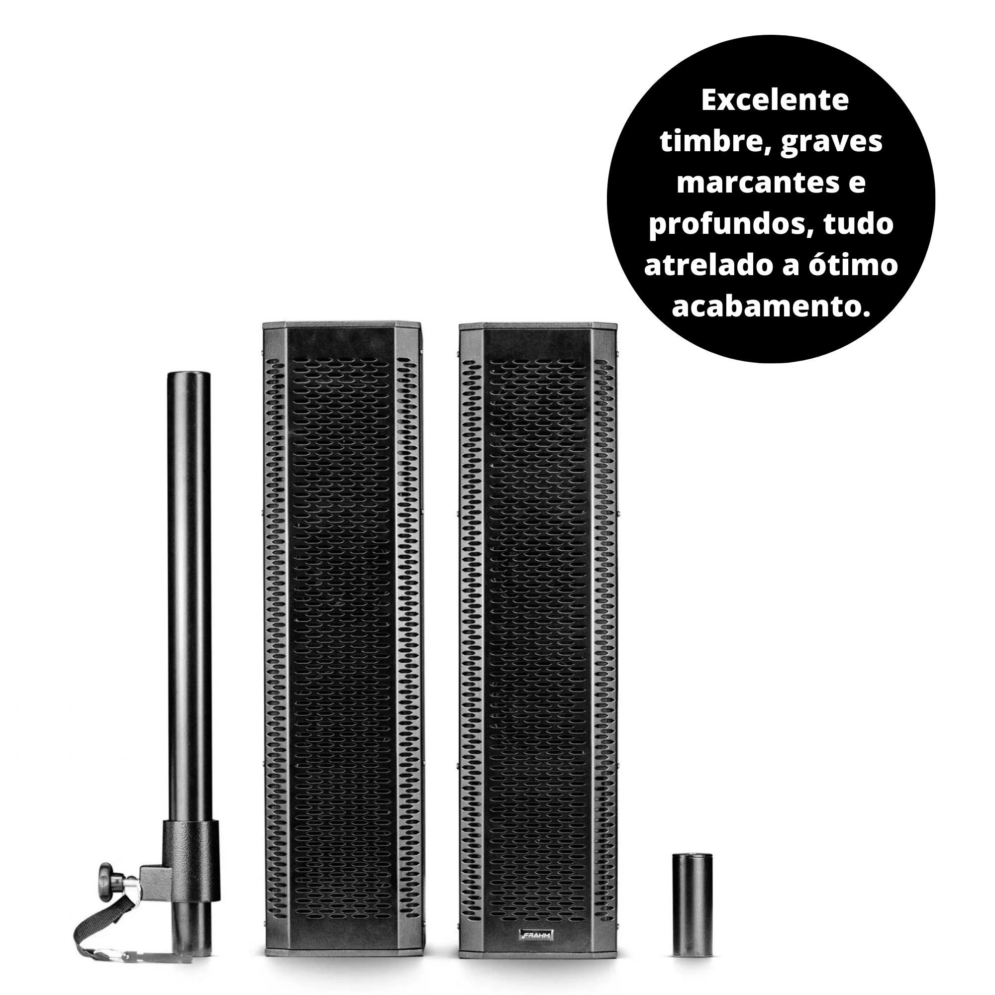 Sistema Caixa de Som 1000W RMS Torre PA Ativo Biampl. Sat/Sub. Bluetooth USB RCA Frahm GRT 15 APP 31624