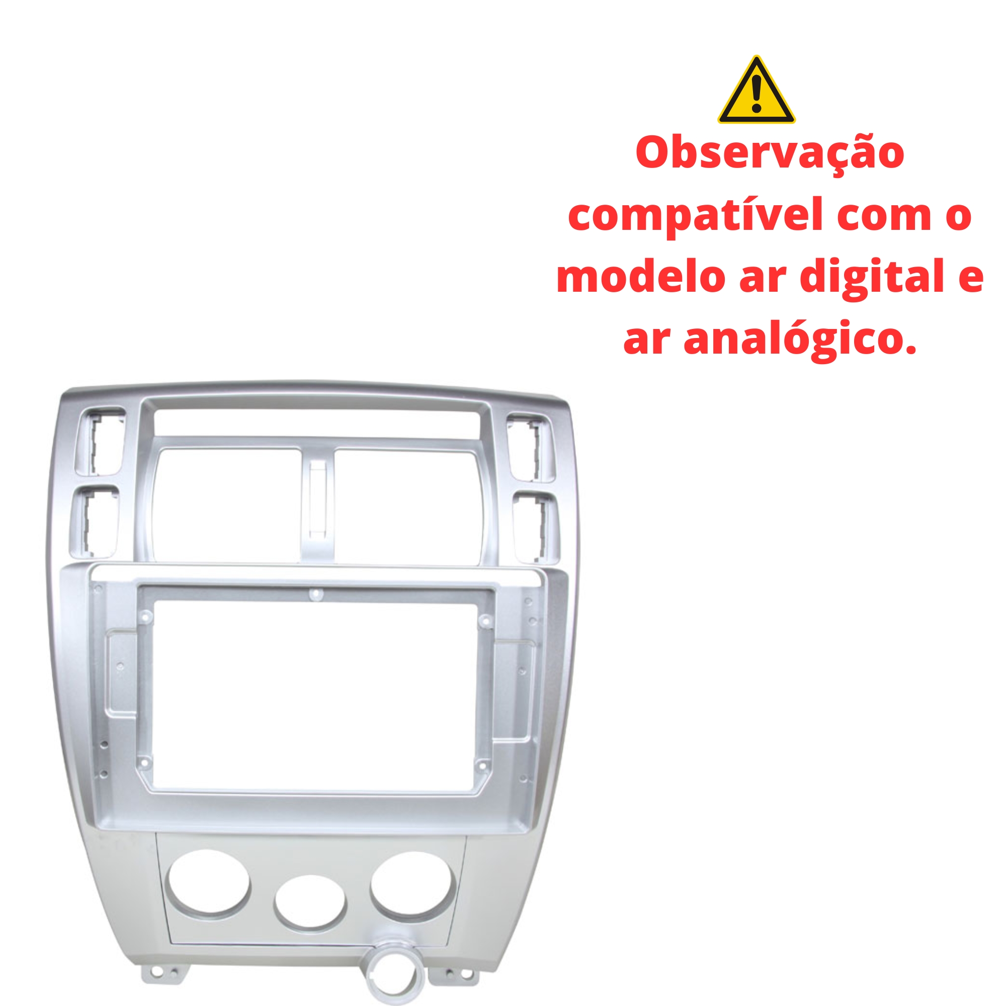 Moldura 10 Polegadas Tucson 2007~2011 Modelo com Ar Digital e Analógico, Prata - Expex  EPX10HY009