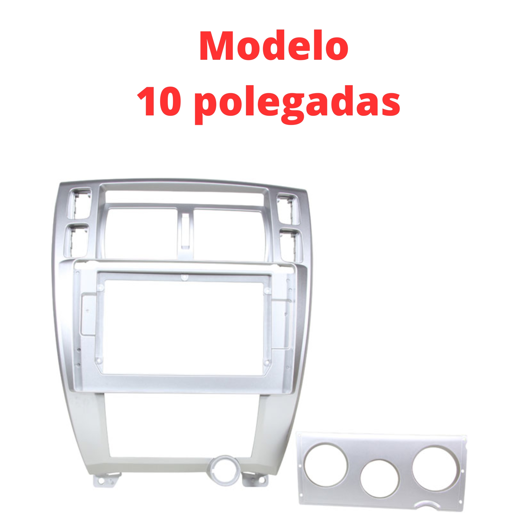 Moldura 10 Polegadas Tucson 2007~2011 Modelo com Ar Digital e Analógico, Prata - Expex  EPX10HY009