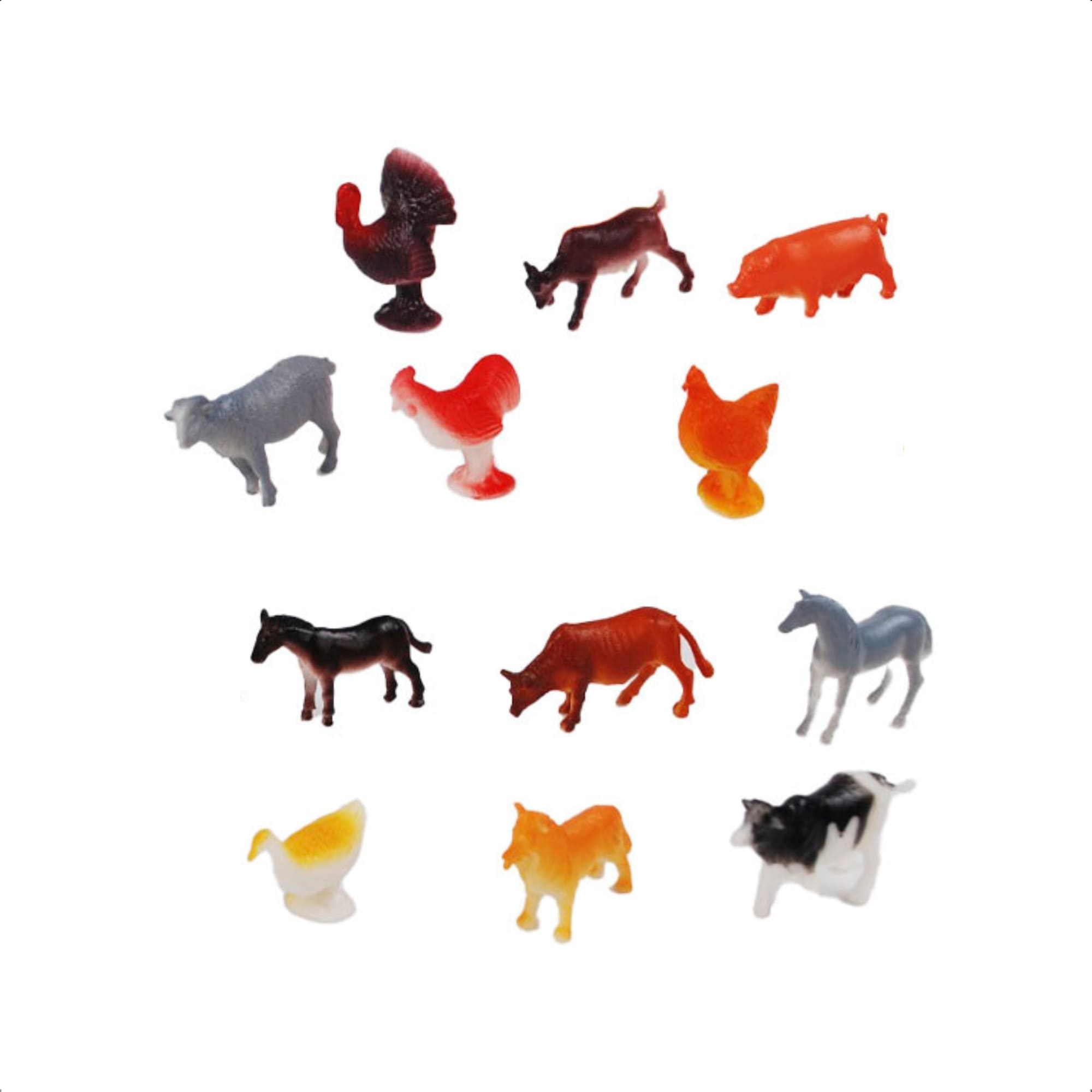 Brinquedo Balde Animais Sortidos Dinossauro/Fazenda/Zoológico Miniaturas No Pote  Polibrinq 2319