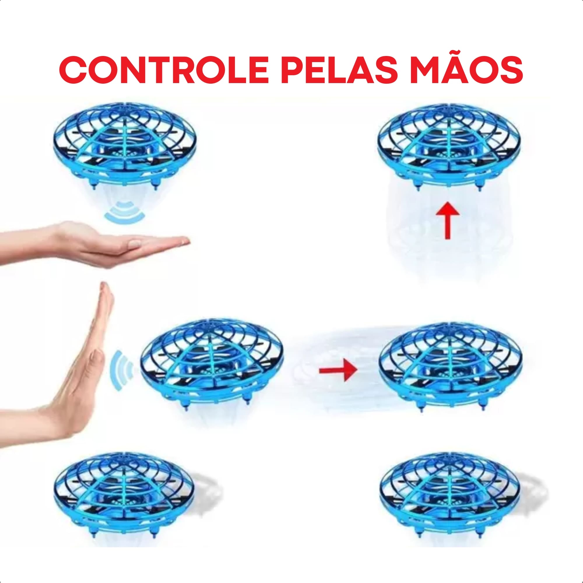 Brinquedo Nave Ufo Sensor Controle Pelas Mãos Quadricopetero Movimentos 360° Sortido Unitário - Polibrinq DN10005