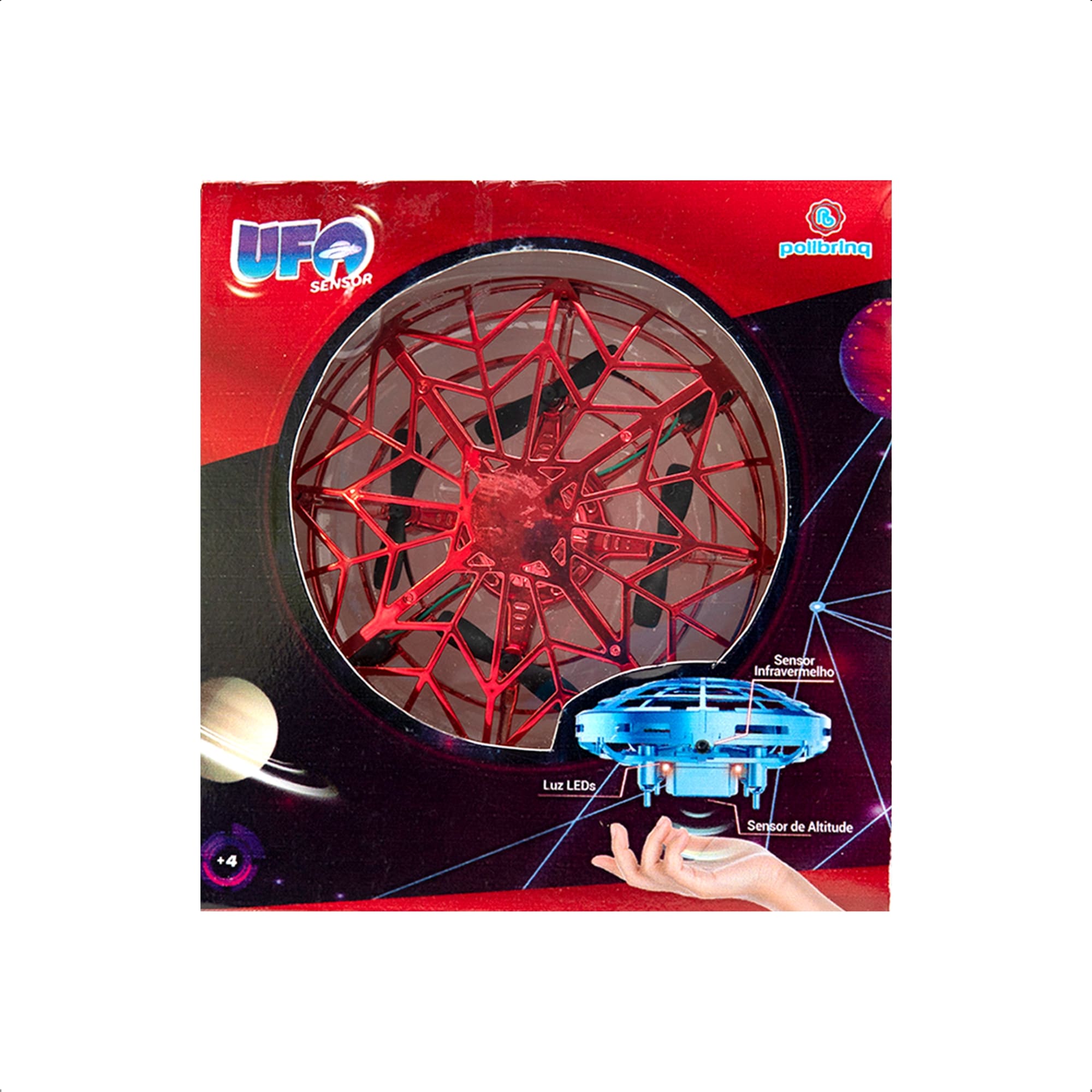Brinquedo Nave Ufo Sensor Controle Pelas Mãos Quadricopetero Movimentos 360° Sortido Unitário - Polibrinq DN10005