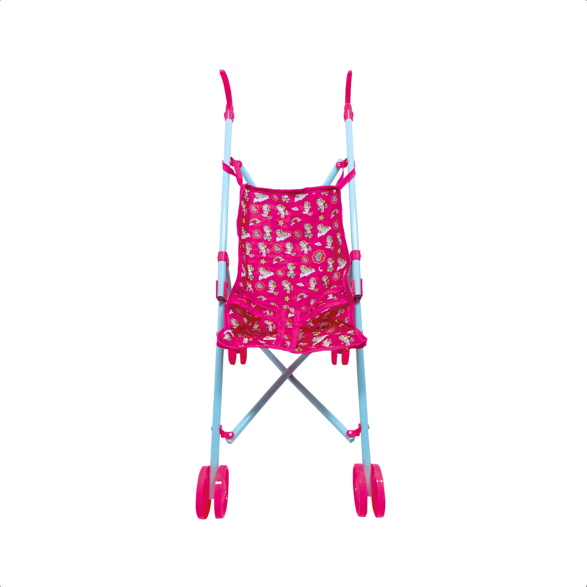 Brinquedo Carrinho Boneca Dobrável Tam. M Rosa/Azul Cinto Bonecas Unitário Sortido Polibrinq-7026