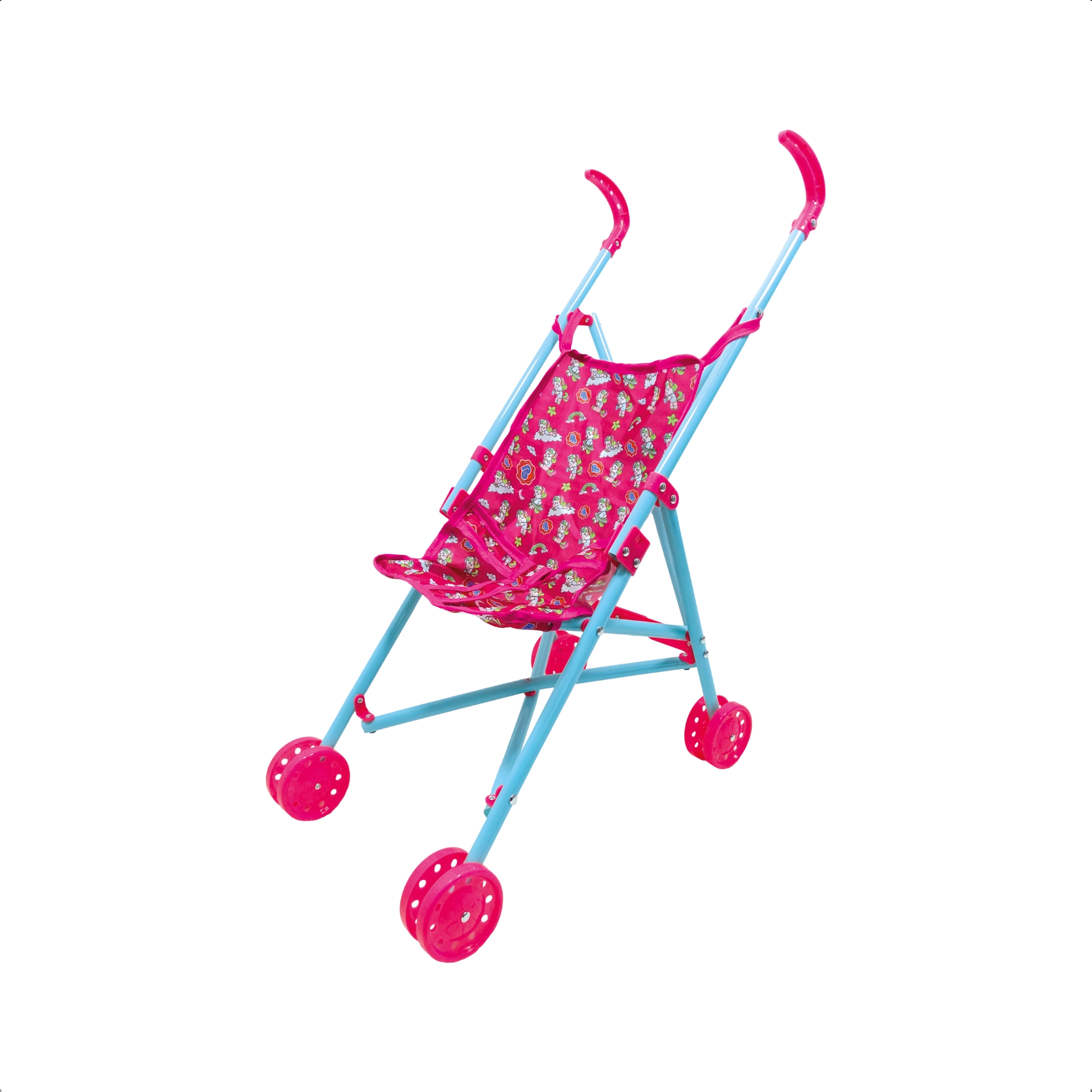 Brinquedo Carrinho Boneca Dobrável Tam. M Rosa/Azul Cinto Bonecas Unitário Sortido Polibrinq-7026
