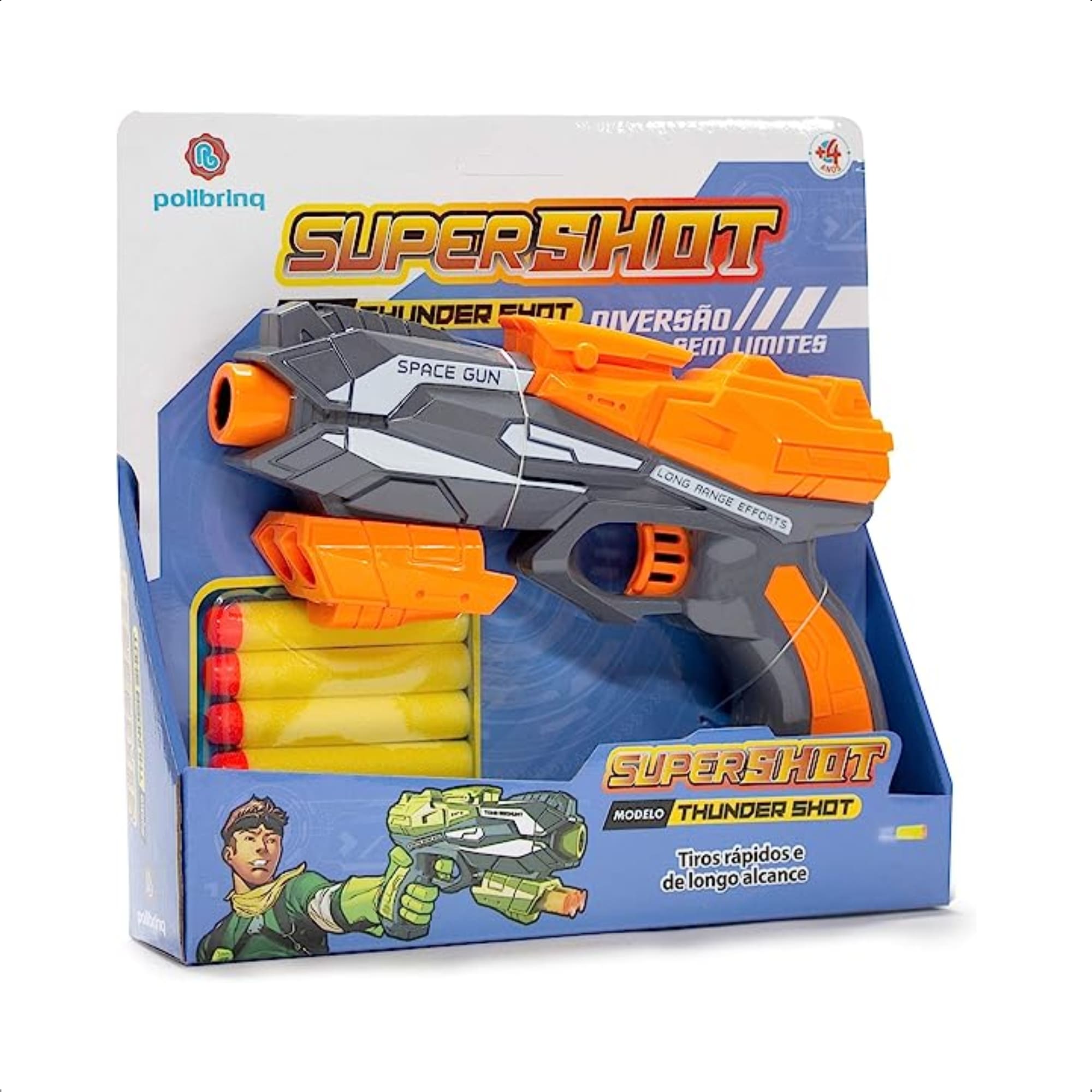 Brinquedo SuperShot Lançador de Dardos Thunder Shot 5 Balas de EVA - Polibrinq GN02