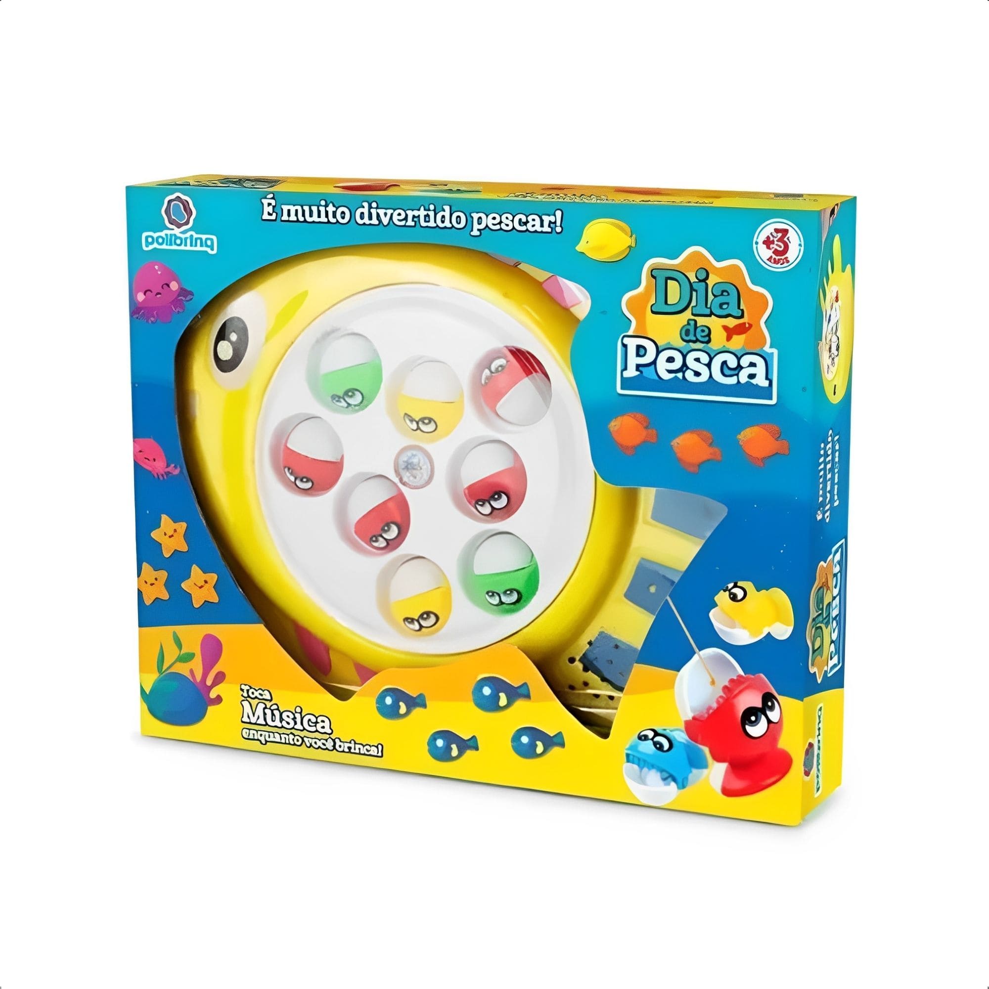 Brinquedo Jogo Recreativo Dia de Pesca Toca Música Pescaria Cores Sortidas Polibrinq - PB508