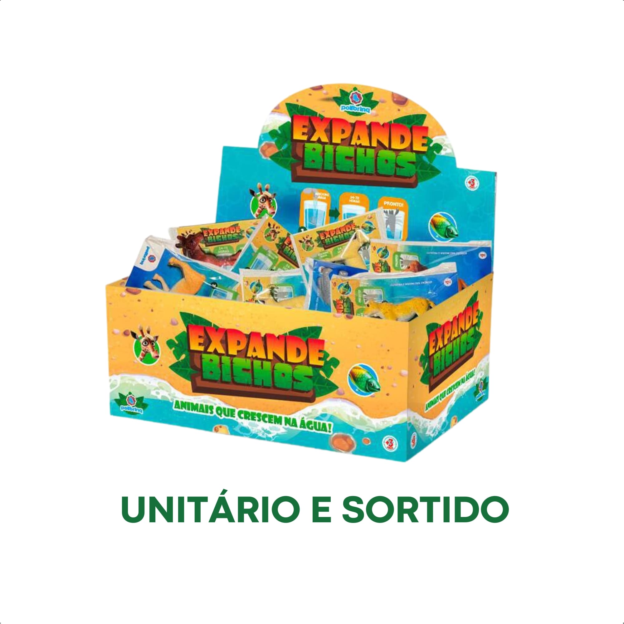 Brinquedo Animal Cresce na Água Sortido Unitário Divertido Presente Zoológico Polibrinq AN2006