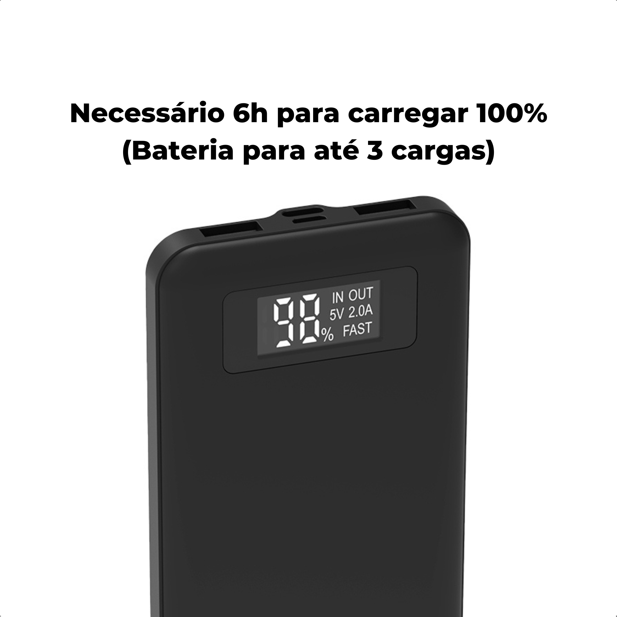 Carregador Portátil Power Bank Display Digital 10000 MAH LCD 2 Entradas USB / USB-C - Multi CB165
