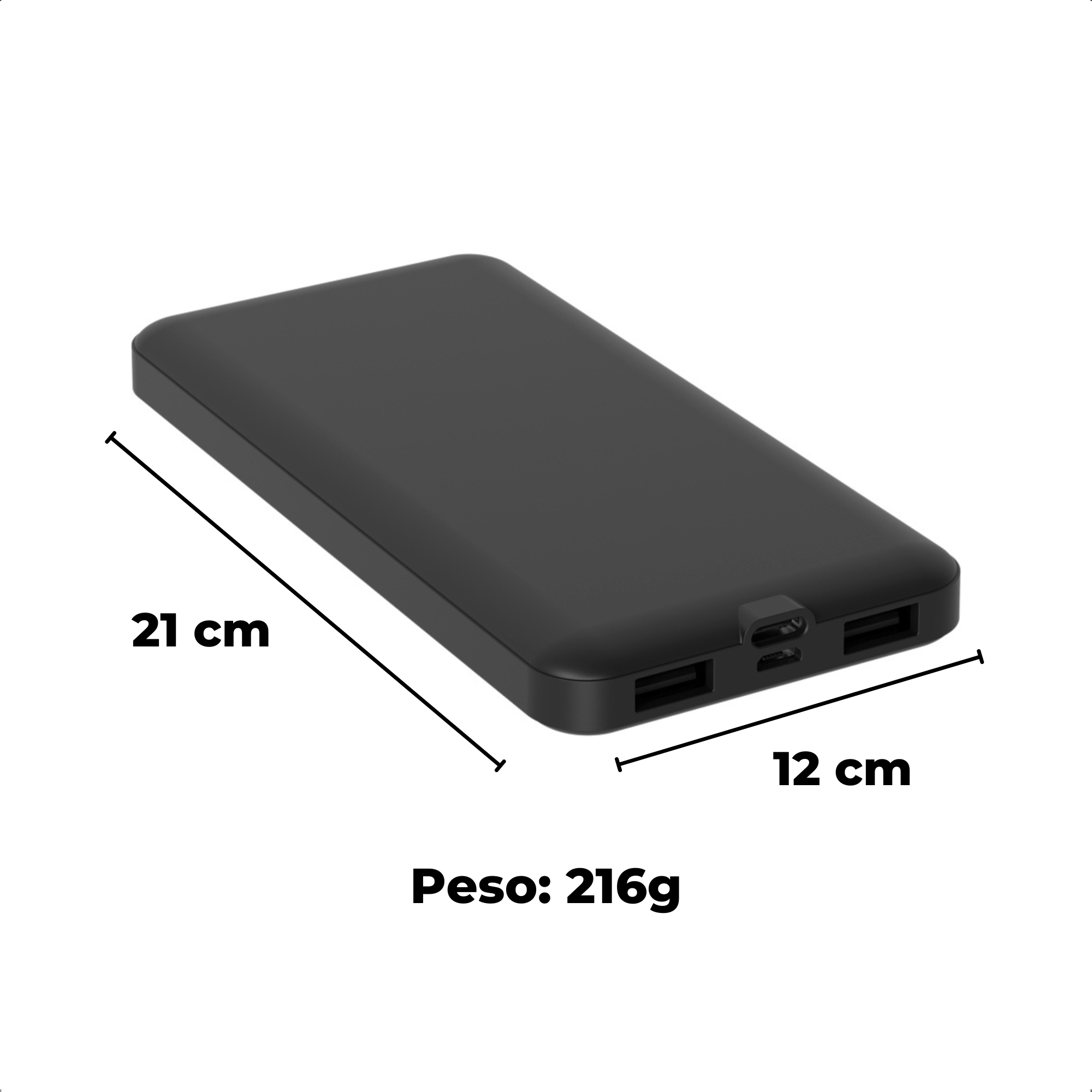 Carregador Portátil Power Bank Display Digital 10000 MAH LCD 2 Entradas USB / USB-C - Multi CB165