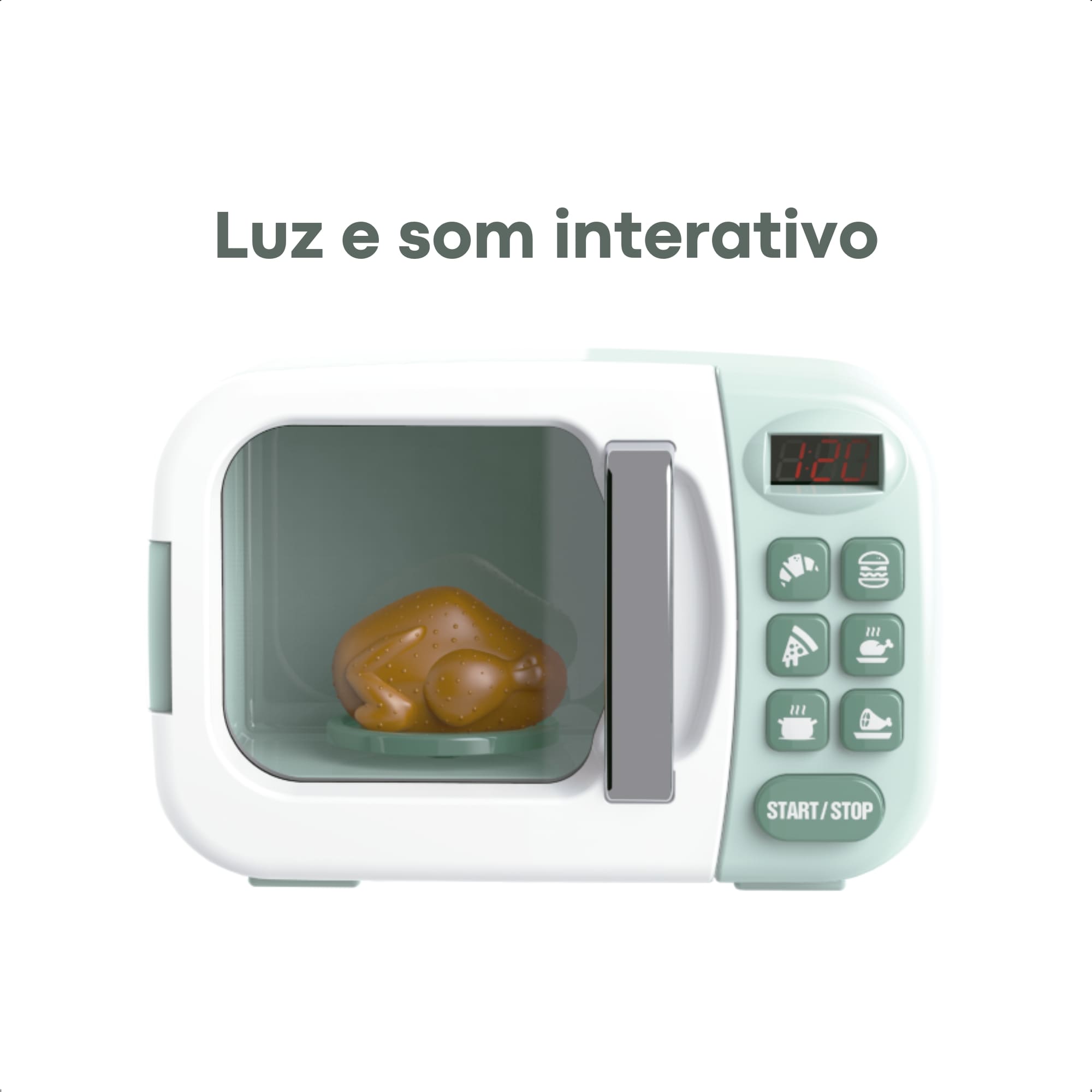 Brinquedo Infantil Microondas Mini Cozinha Luz/Som Interativo Faz de Conta Fenix - LKC-991