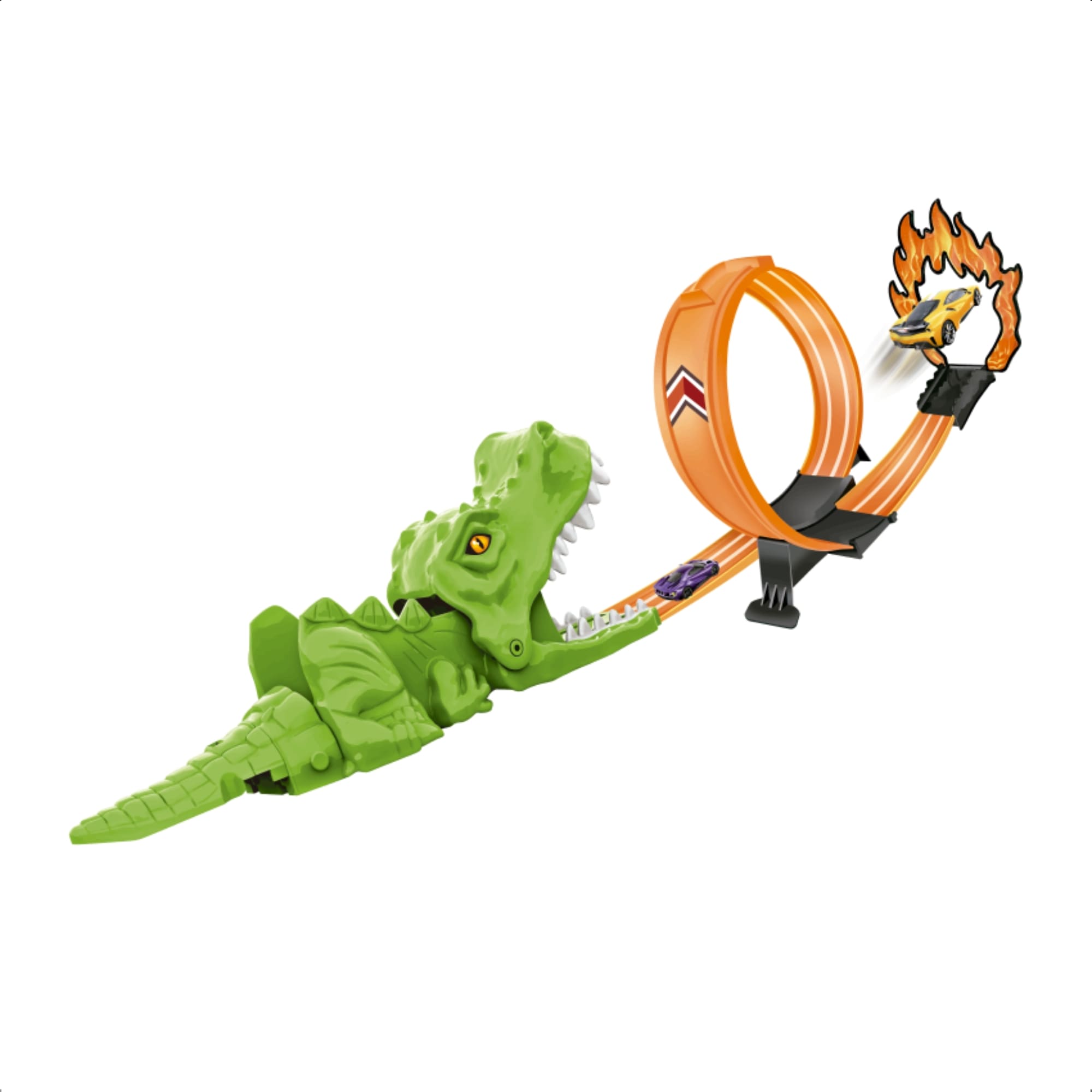 Brinquedo Super Pista Loop Dinossauro Carrinho de Metal Manobra Radical Infantil-Fenix SPA-027D