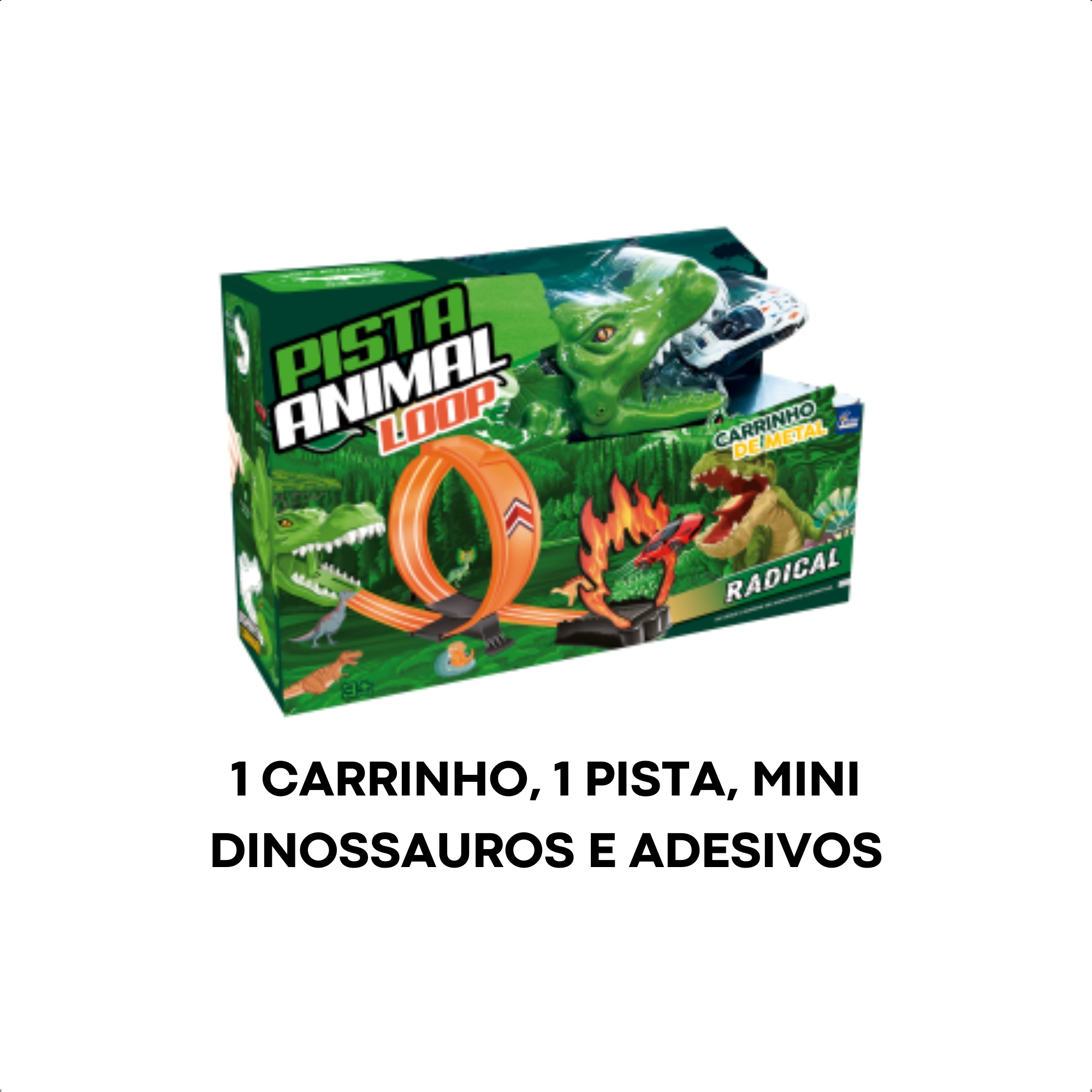 Brinquedo Super Pista Loop Dinossauro Carrinho de Metal Manobra Radical Infantil-Fenix SPA-027D