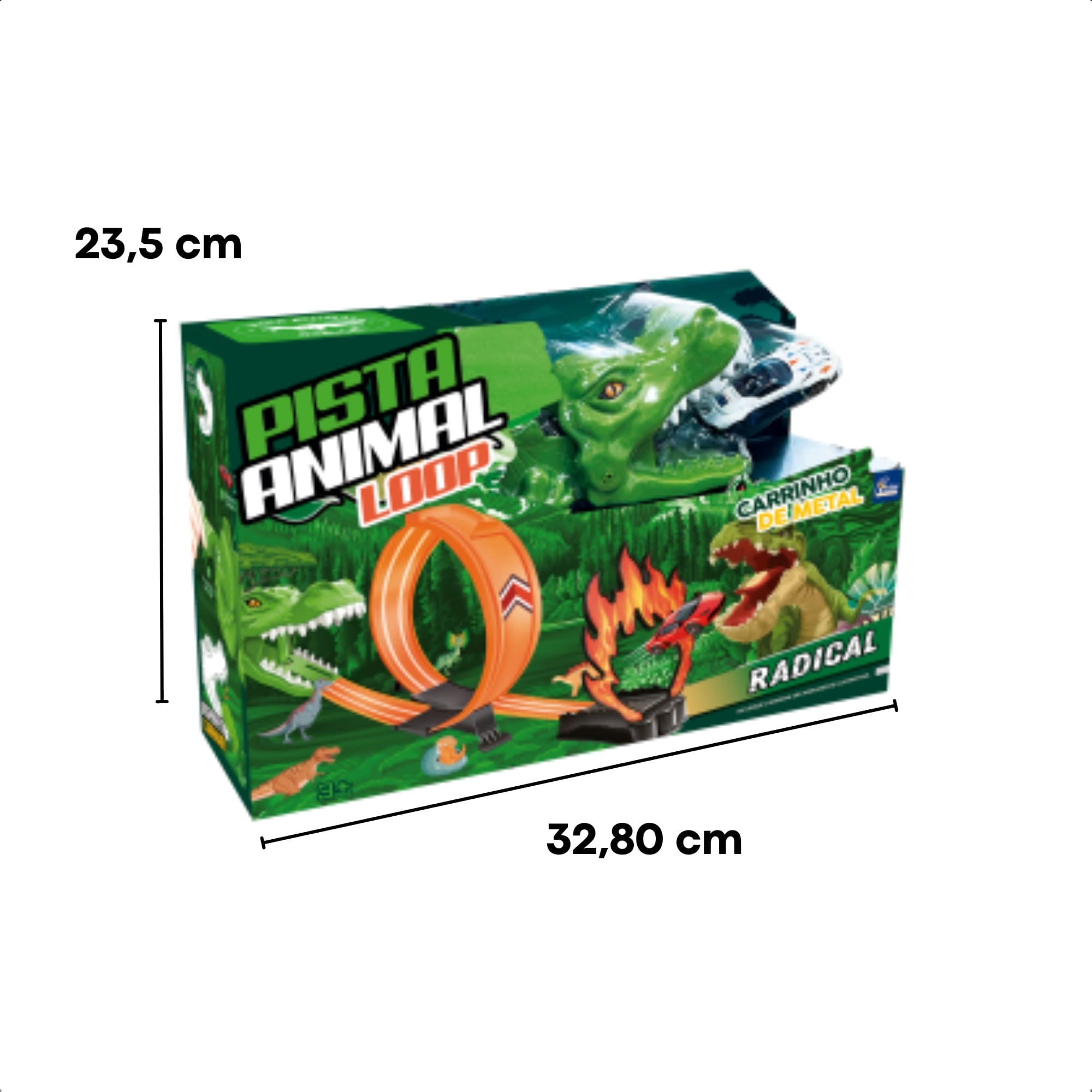 Brinquedo Super Pista Loop Dinossauro Carrinho de Metal Manobra Radical Infantil-Fenix SPA-027D