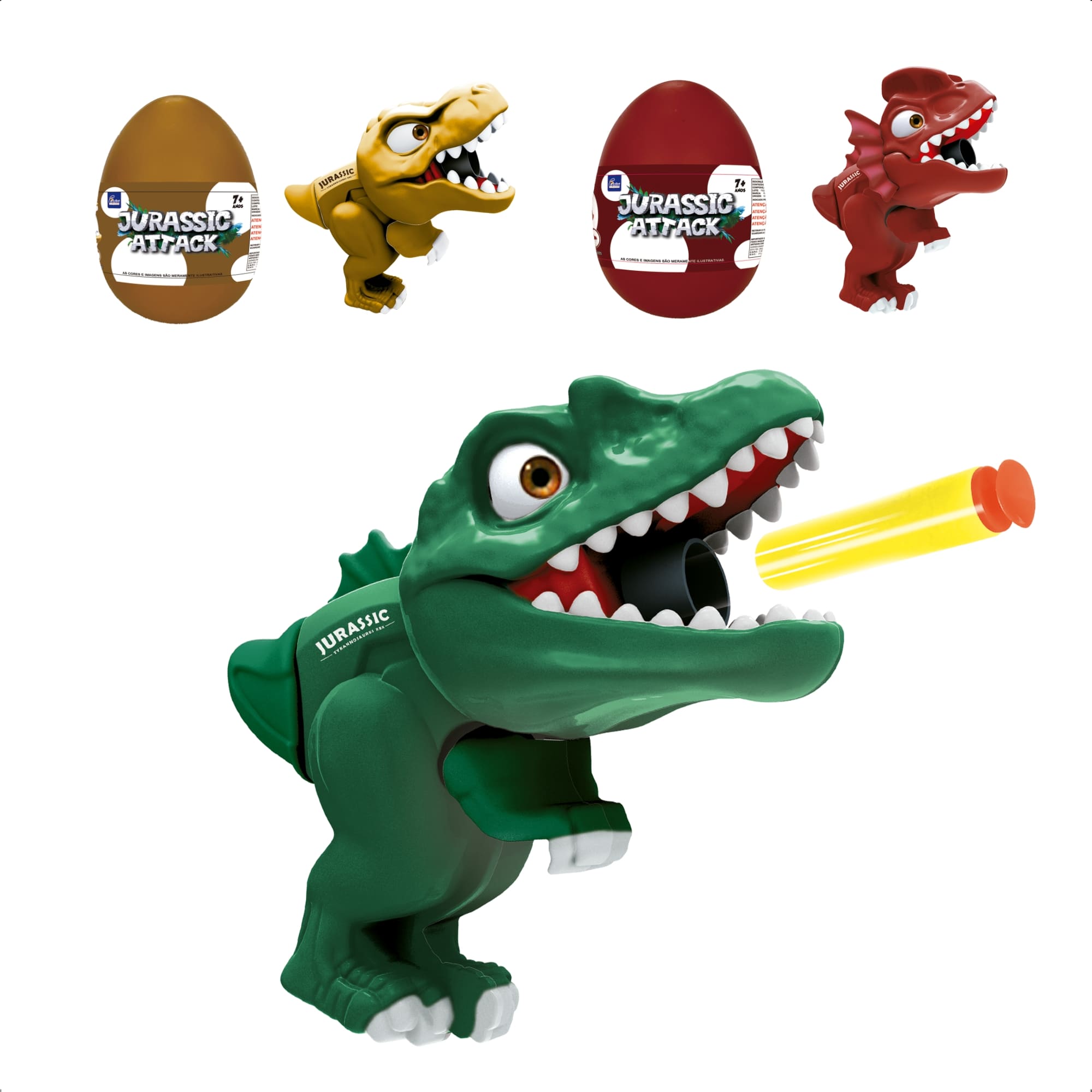 Brinquedo Infantil Jurrassic Attack Dino Lançador com 3 Dardos Dinossauro Sortido Fenix DJA-963