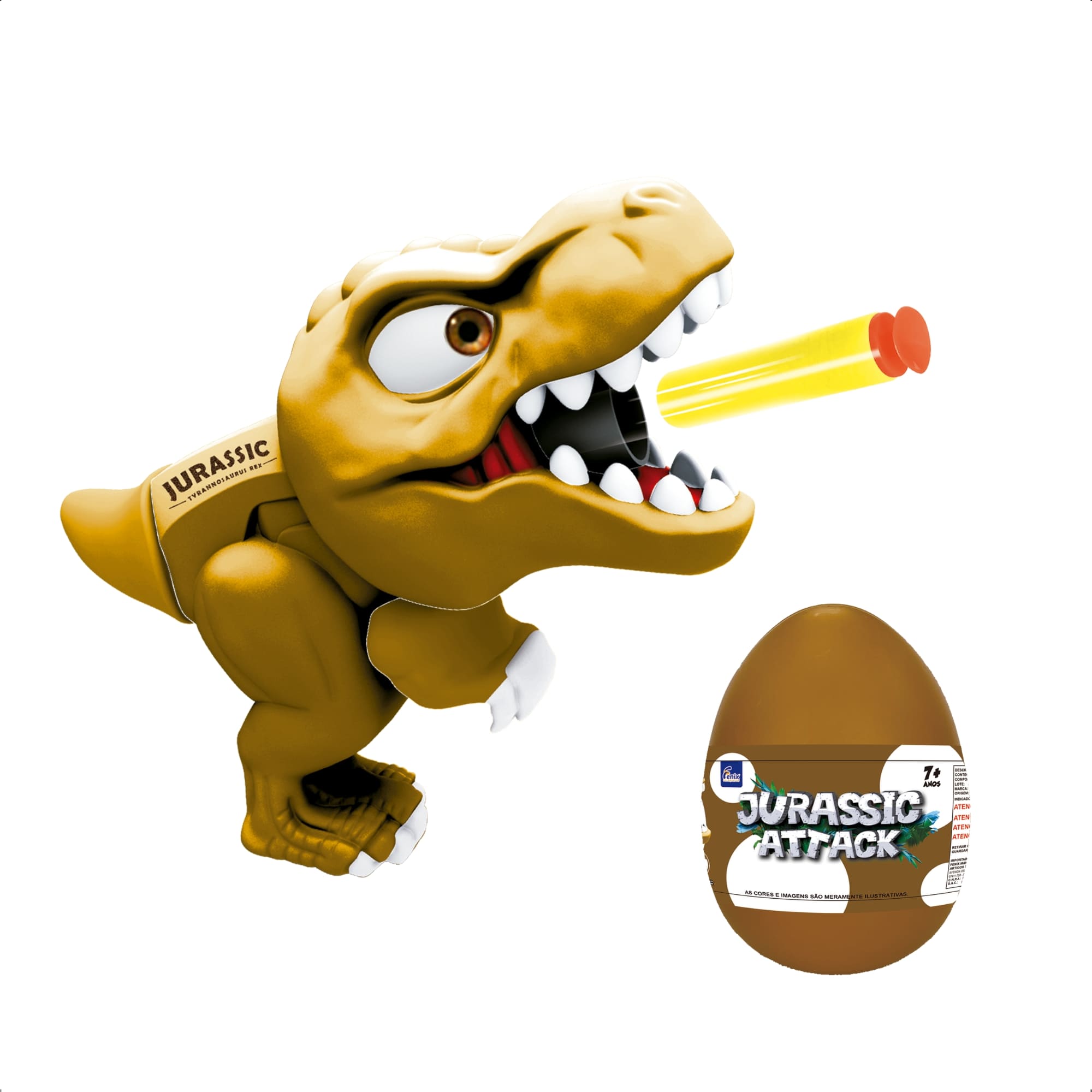 Brinquedo Infantil Jurrassic Attack Dino Lançador com 3 Dardos Dinossauro Sortido Fenix DJA-963