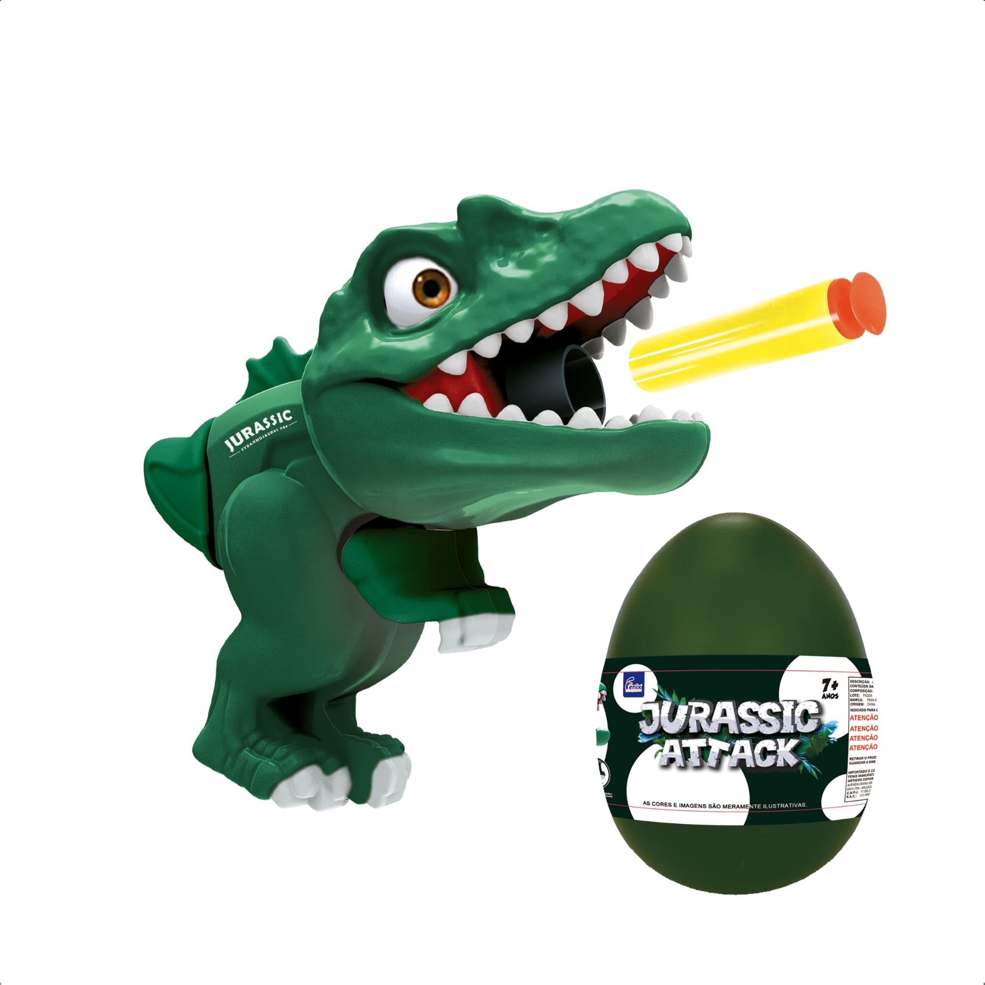 Brinquedo Infantil Jurrassic Attack Dino Lançador com 3 Dardos Dinossauro Sortido Fenix DJA-963