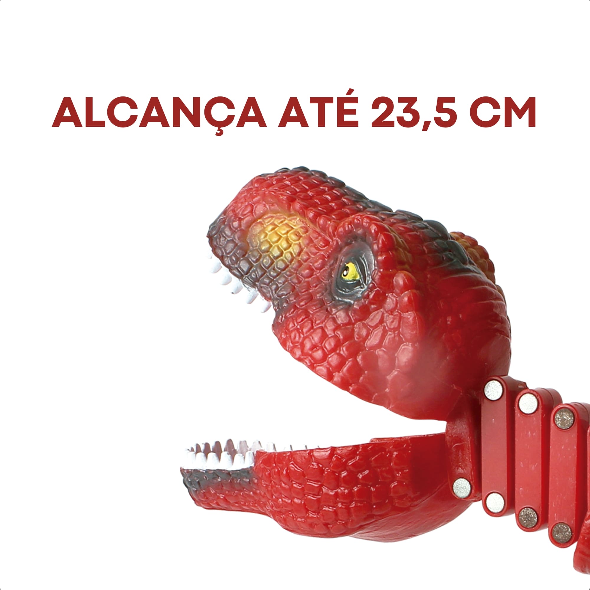 Brinquedo Infantil Dino Pegador Alcança Até 23 cm Cor Vermelho Ajuda a Coordenação Fenix DPD-969