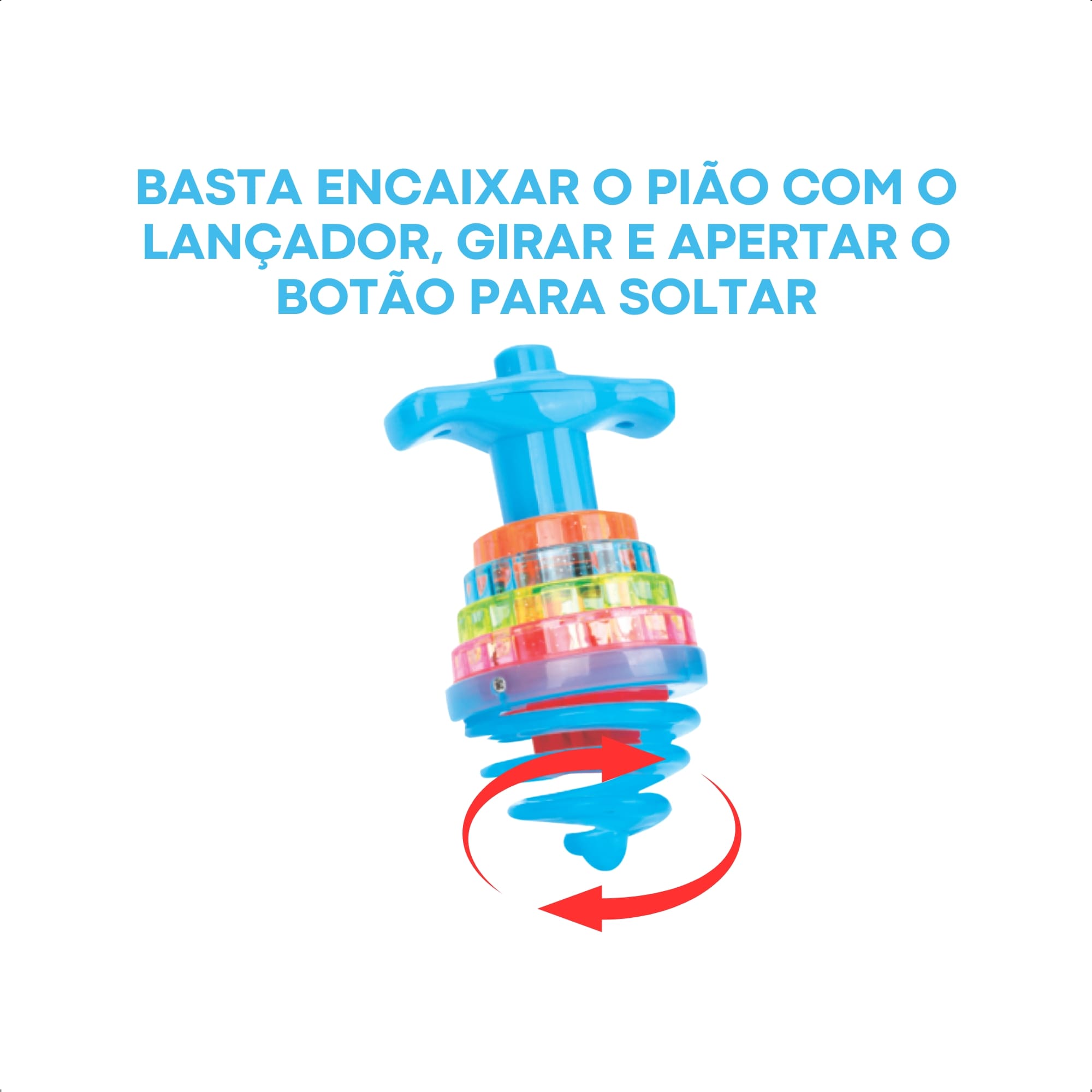 Brinquedo Sortido Infantil Pião Maluco Colorido Com Luz e Som Interativo Unitário Fenix DPA-955