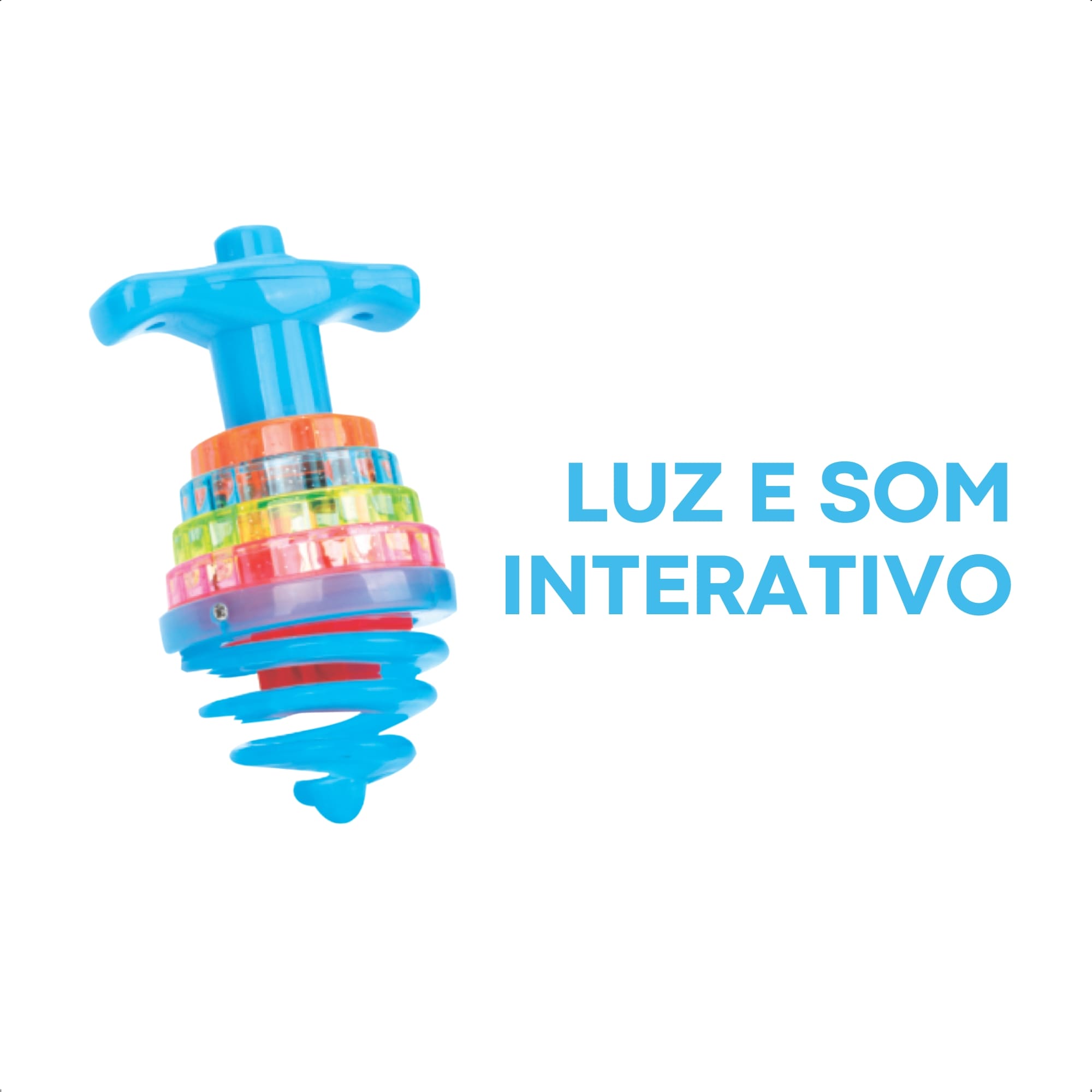 Brinquedo Sortido Infantil Pião Maluco Colorido Com Luz e Som Interativo Unitário Fenix DPA-955