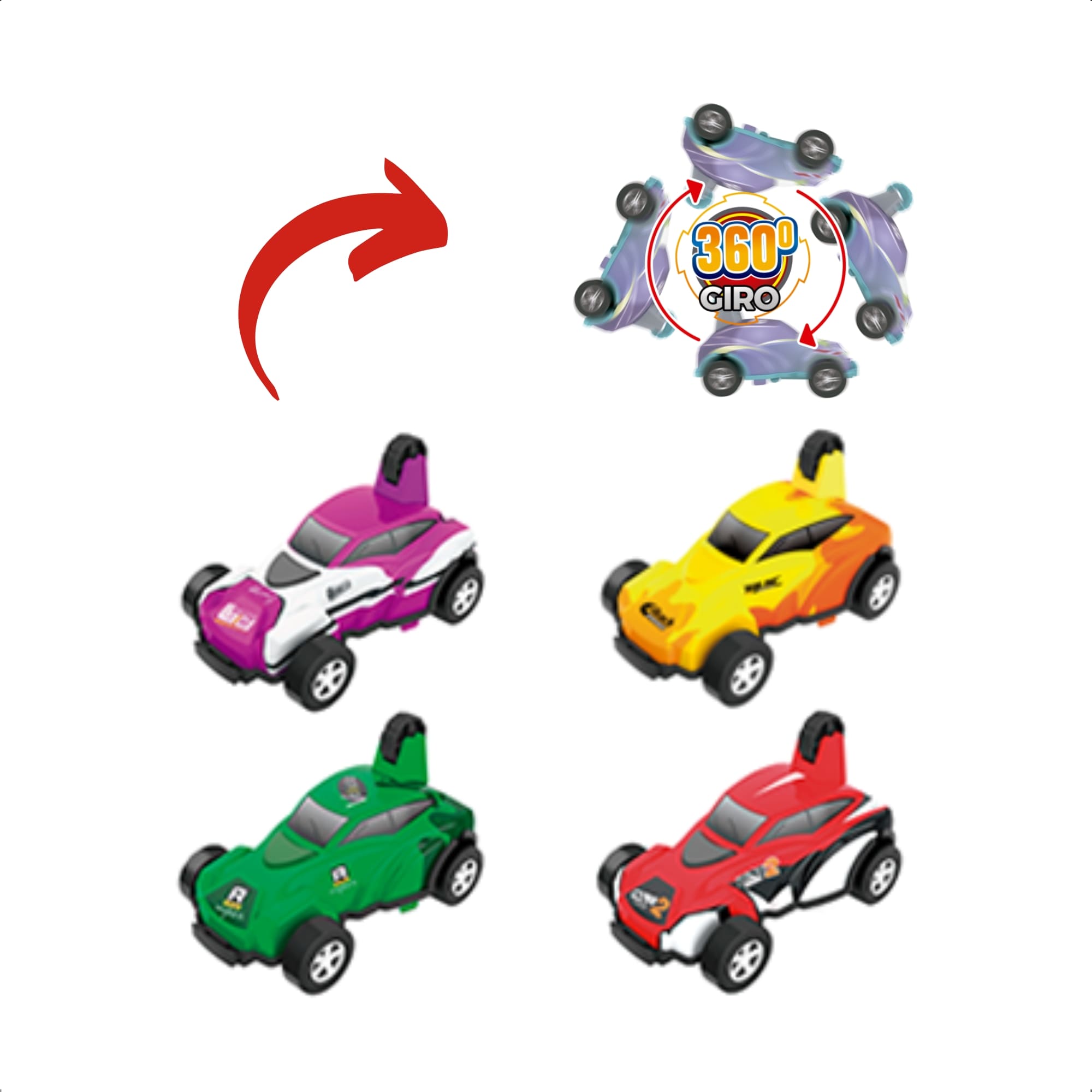 Brinquedo Infantil Carrinho Gira 360° Movido à Fricção Sortido e Unitário Radical Fenix DDC-977