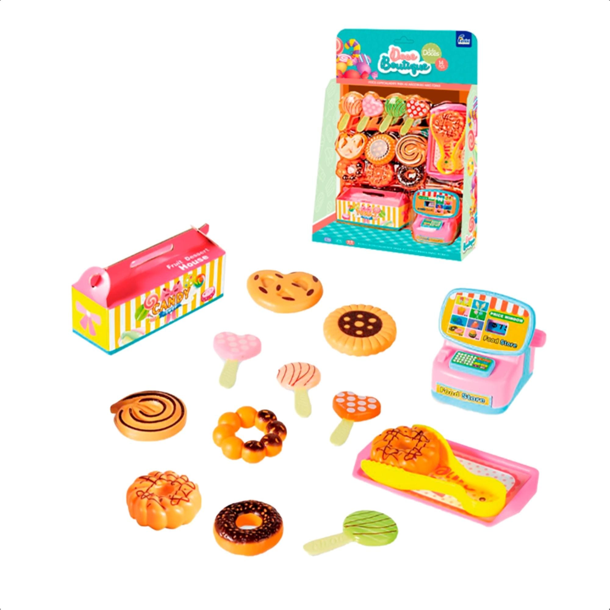 Brinquedo Infantil Kit Cozinha Doce Boutique 17 Peças Display Caixa - Fenix Brinquedos BTD-853