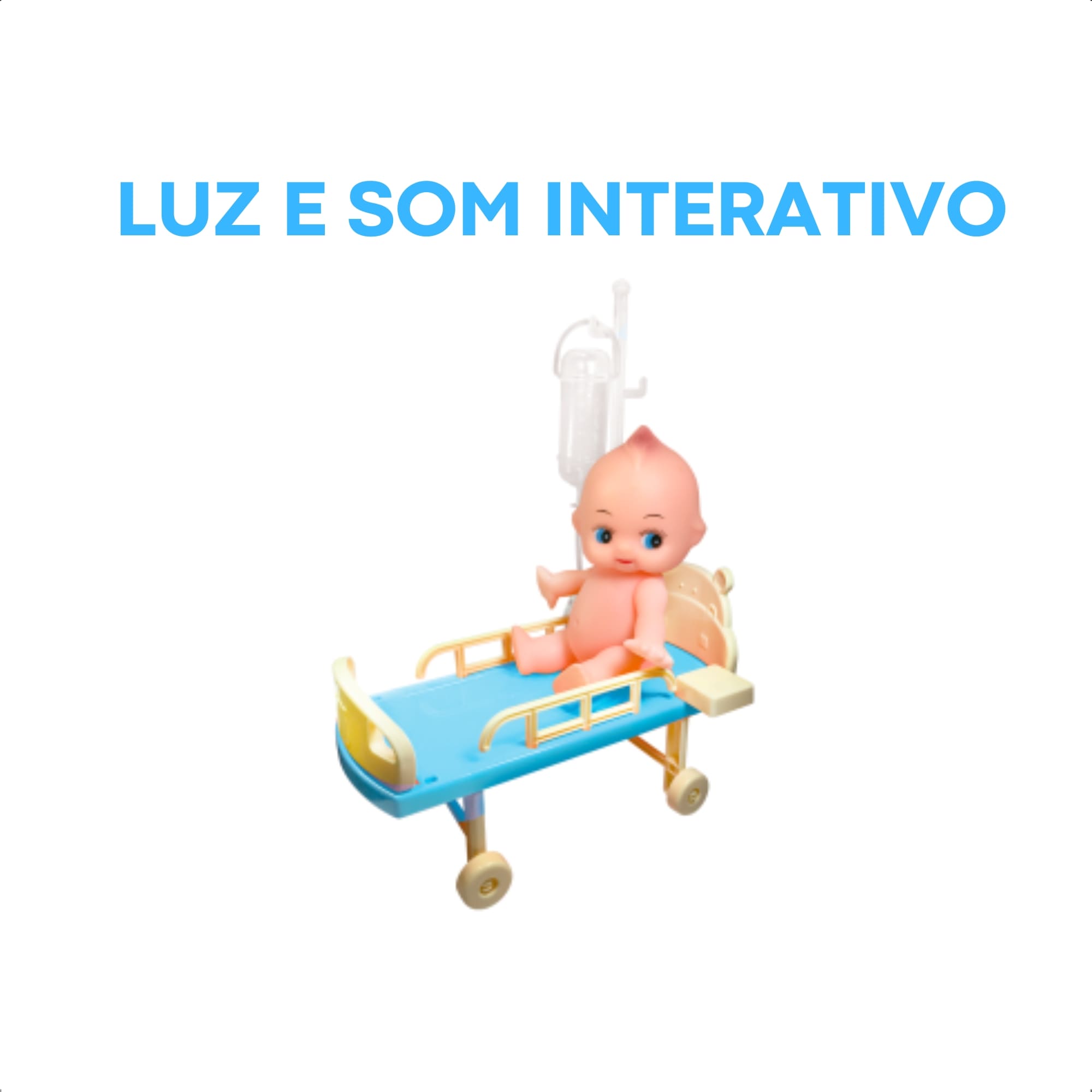 Brinquedo Infantil Kit Médico Azul com Mini Paciente Estetoscópio Faz de Conta Fenix - DRB-836A