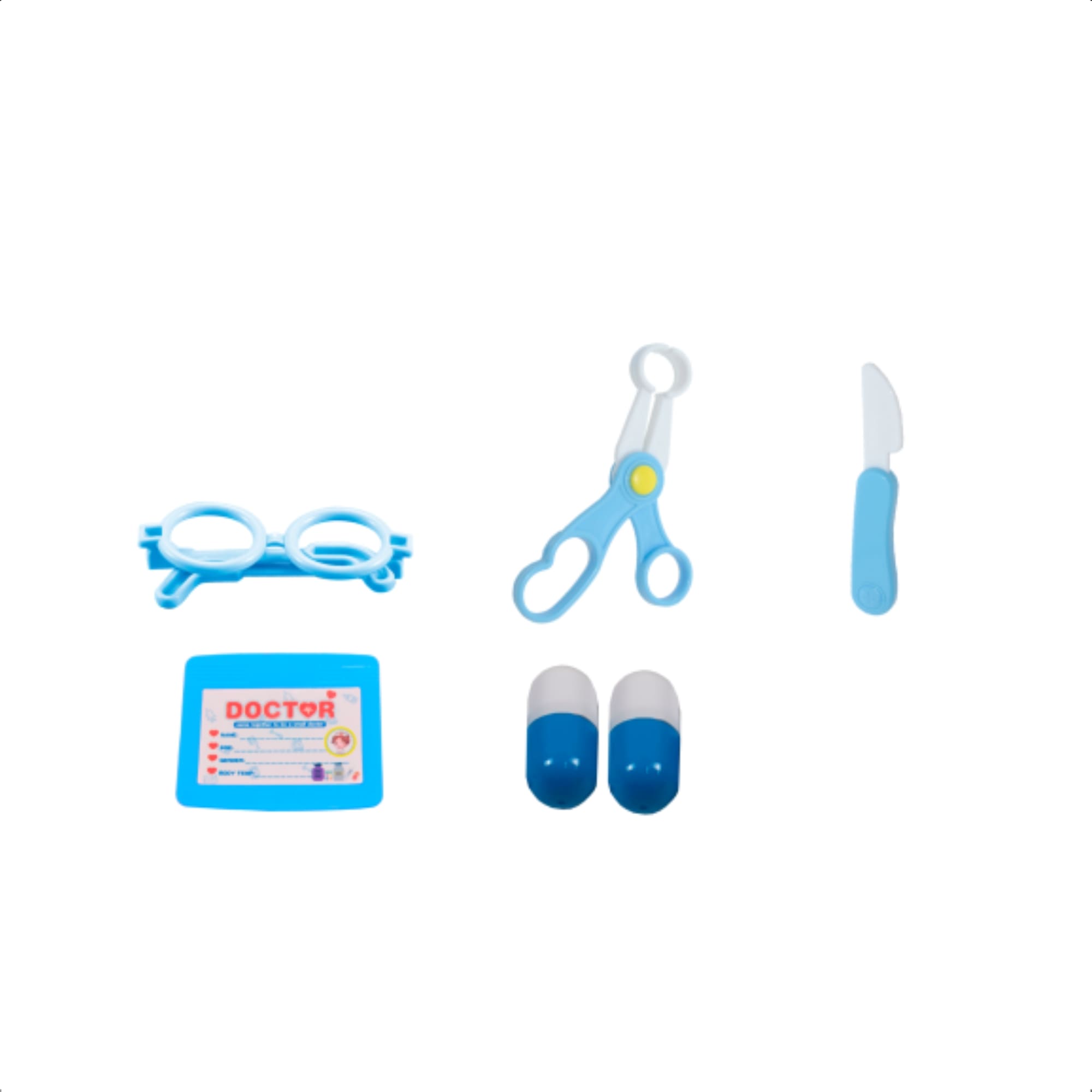 Brinquedo Infantil Kit Médico Azul com Mini Paciente Estetoscópio Faz de Conta Fenix - DRB-836A