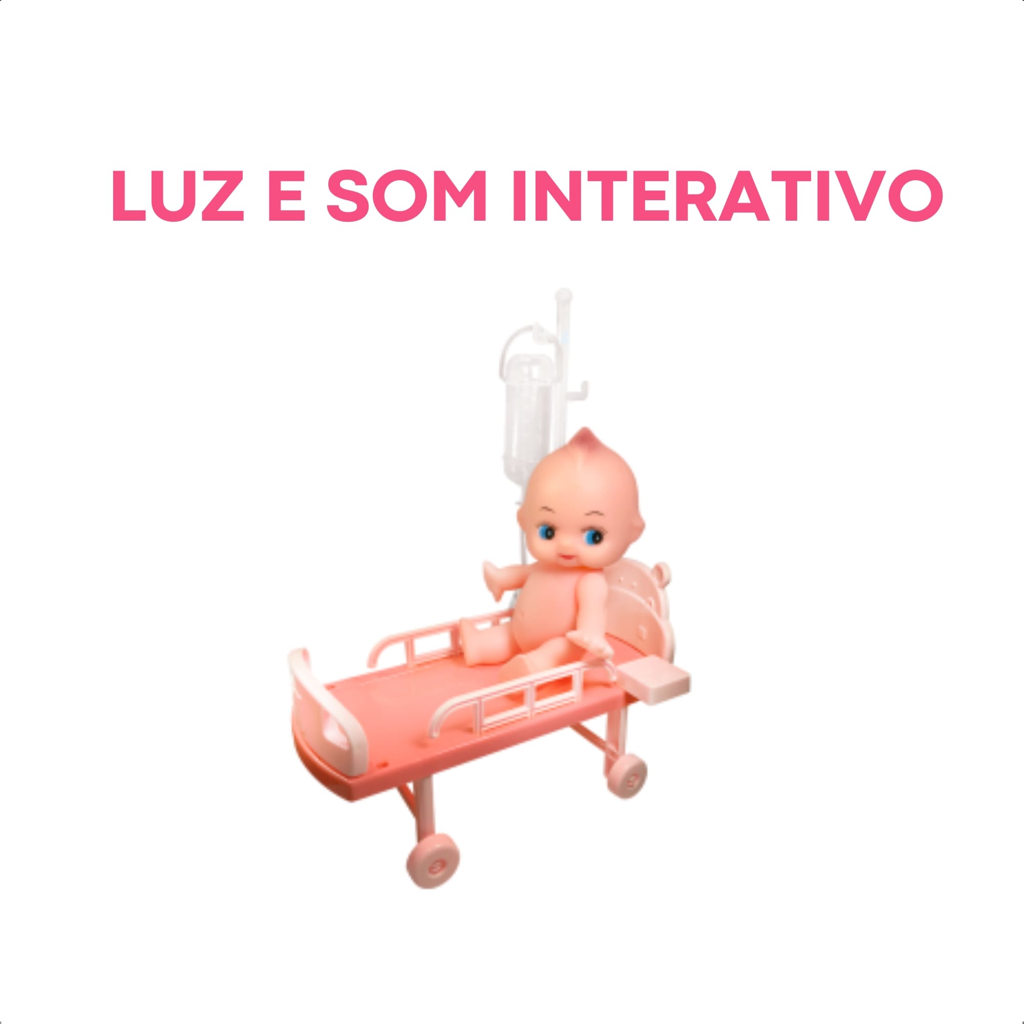 Brinquedo Infantil Kit Médica Rosa c/ Mini Paciente Bebê Estetoscópio Faz de Conta Fenix - DRB-837R