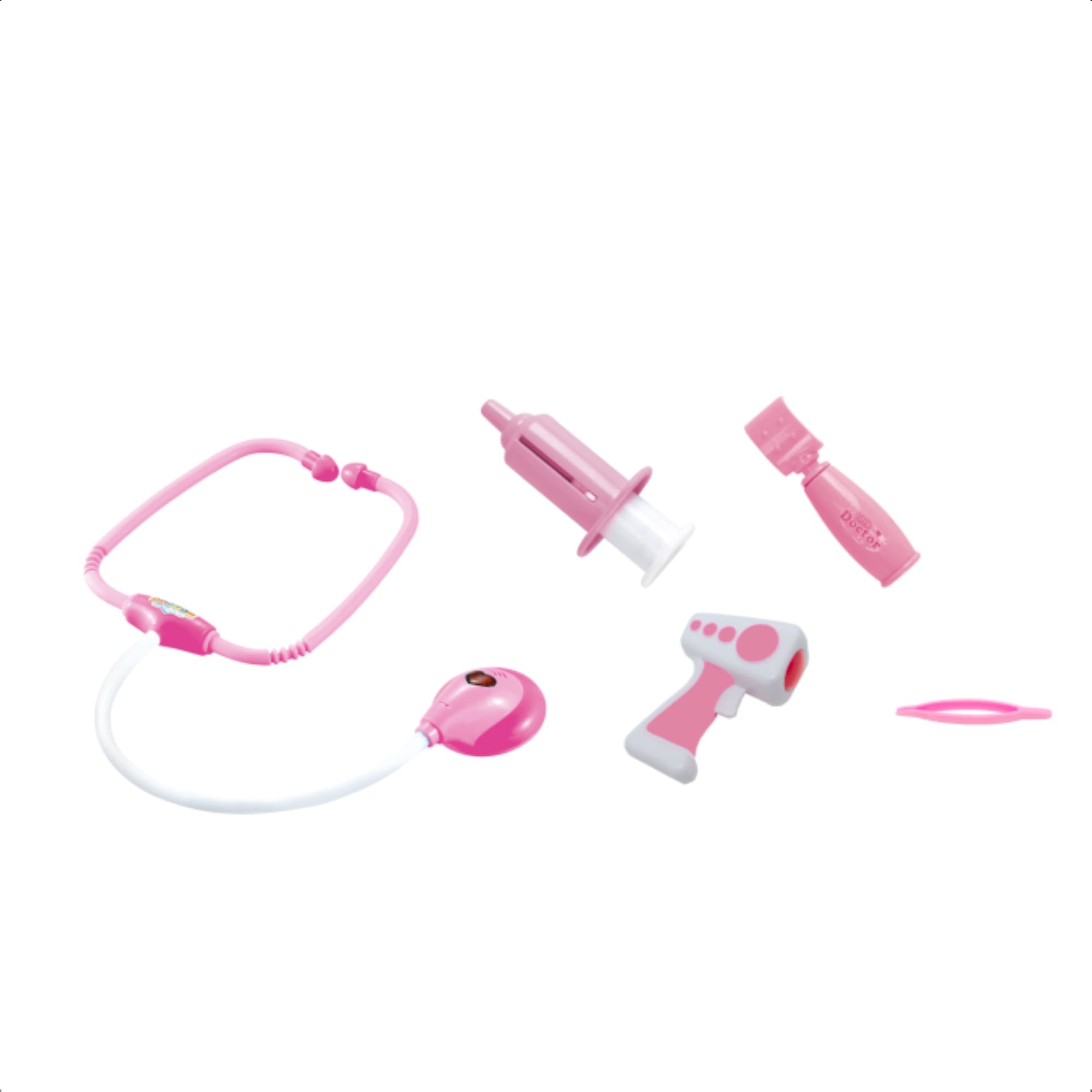 Brinquedo Infantil Kit Médica Rosa c/ Mini Paciente Bebê Estetoscópio Faz de Conta Fenix - DRB-837R