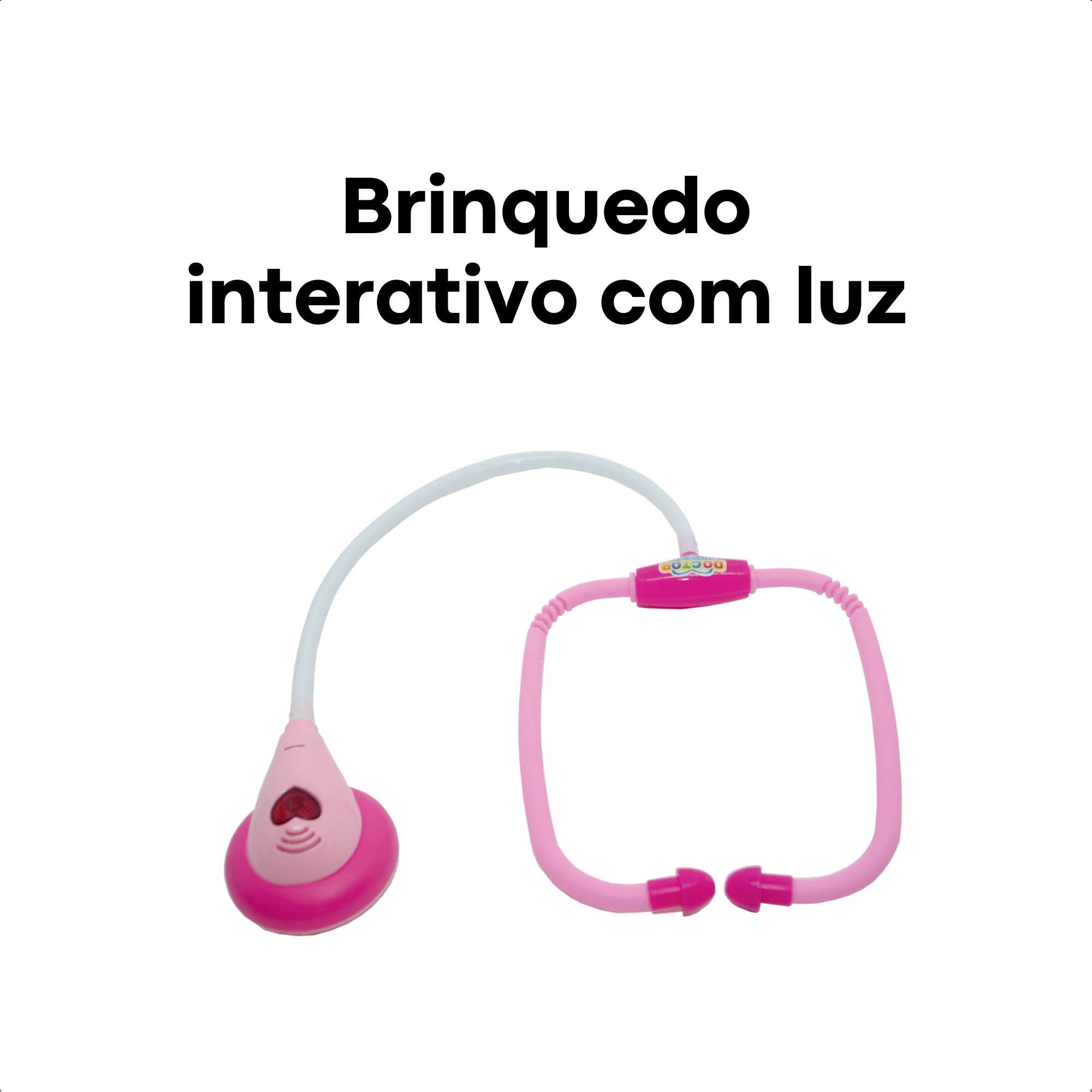 Brinquedo Kit Médico Rosa 9 Peças Interativo com Luz Infantil Faz de Conta-Fenix XMK-844R