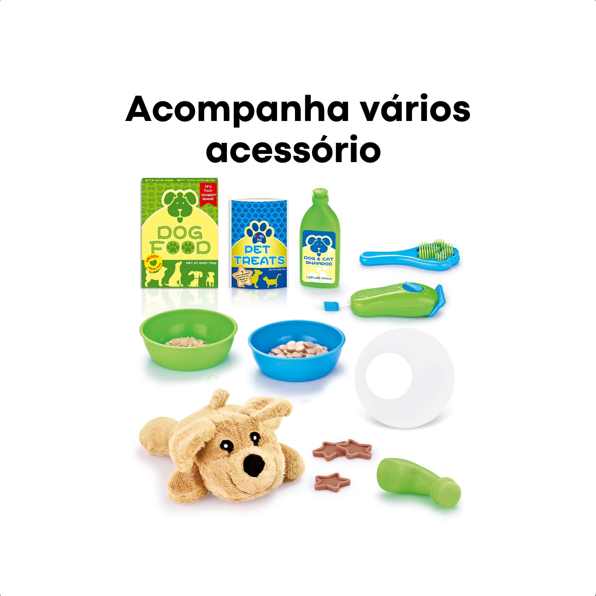 Brinquedo Infantil Kit Veterinário M com Cachorro de Pelúcia 14 Peças Fenix Brinquedos - VET-709